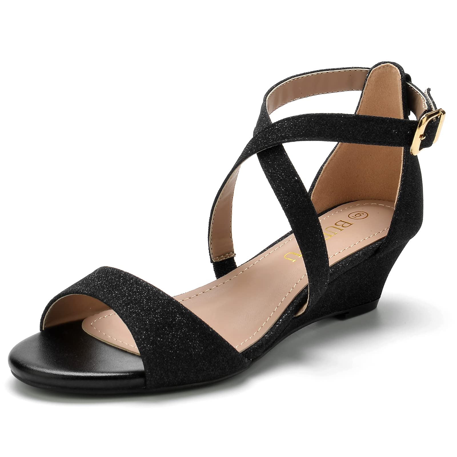BUEUPU Women's Sexy Ankle Strap Low Wedge Sandals - Comfortable Summer Casual Shoes for Beach, Party & Daily Wear