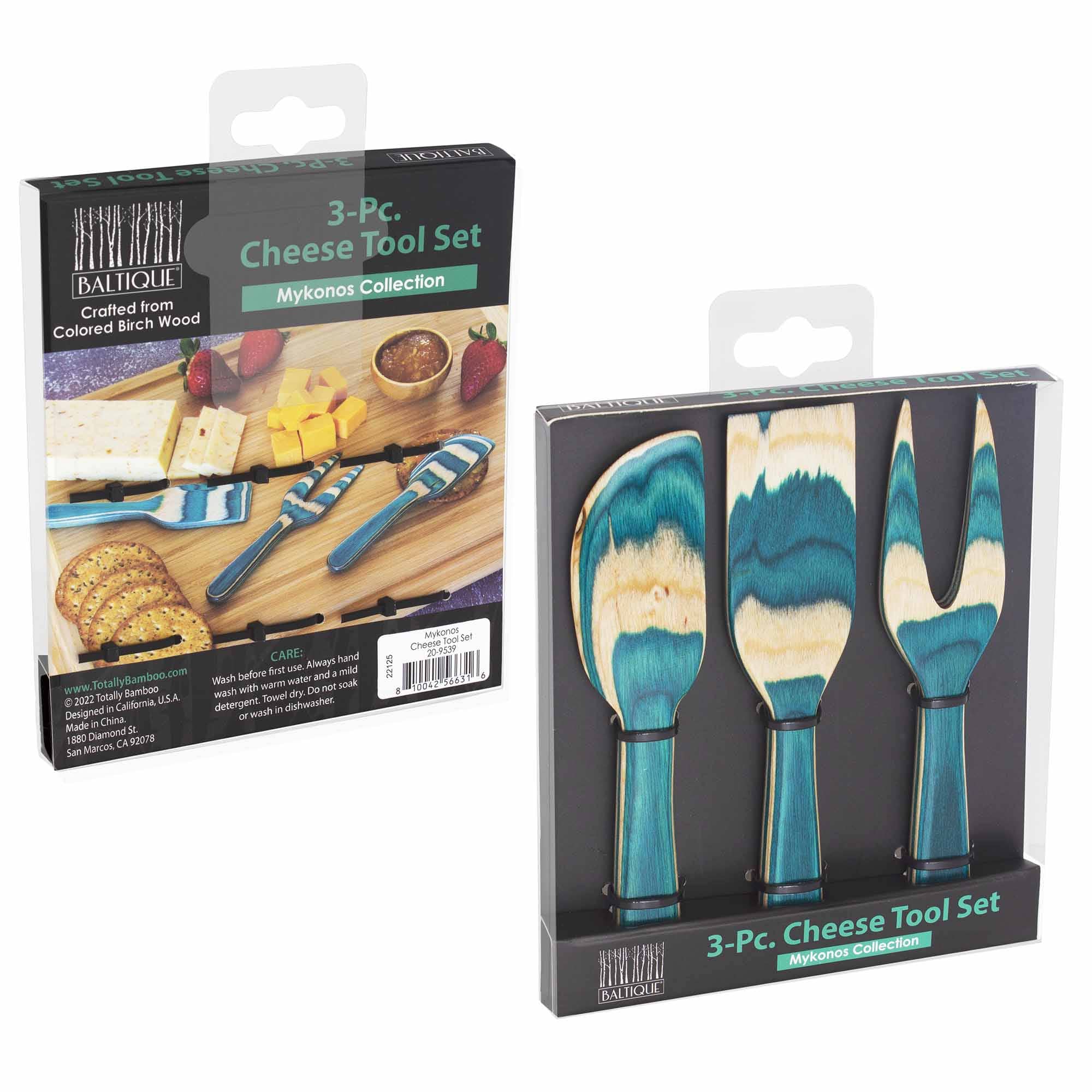 Baltique® Mykonos Collection 3-Piece Cheese Knife Set - Stainless Steel Cheese Tools for Entertaining, Charcuterie Boards & Wine Pairings