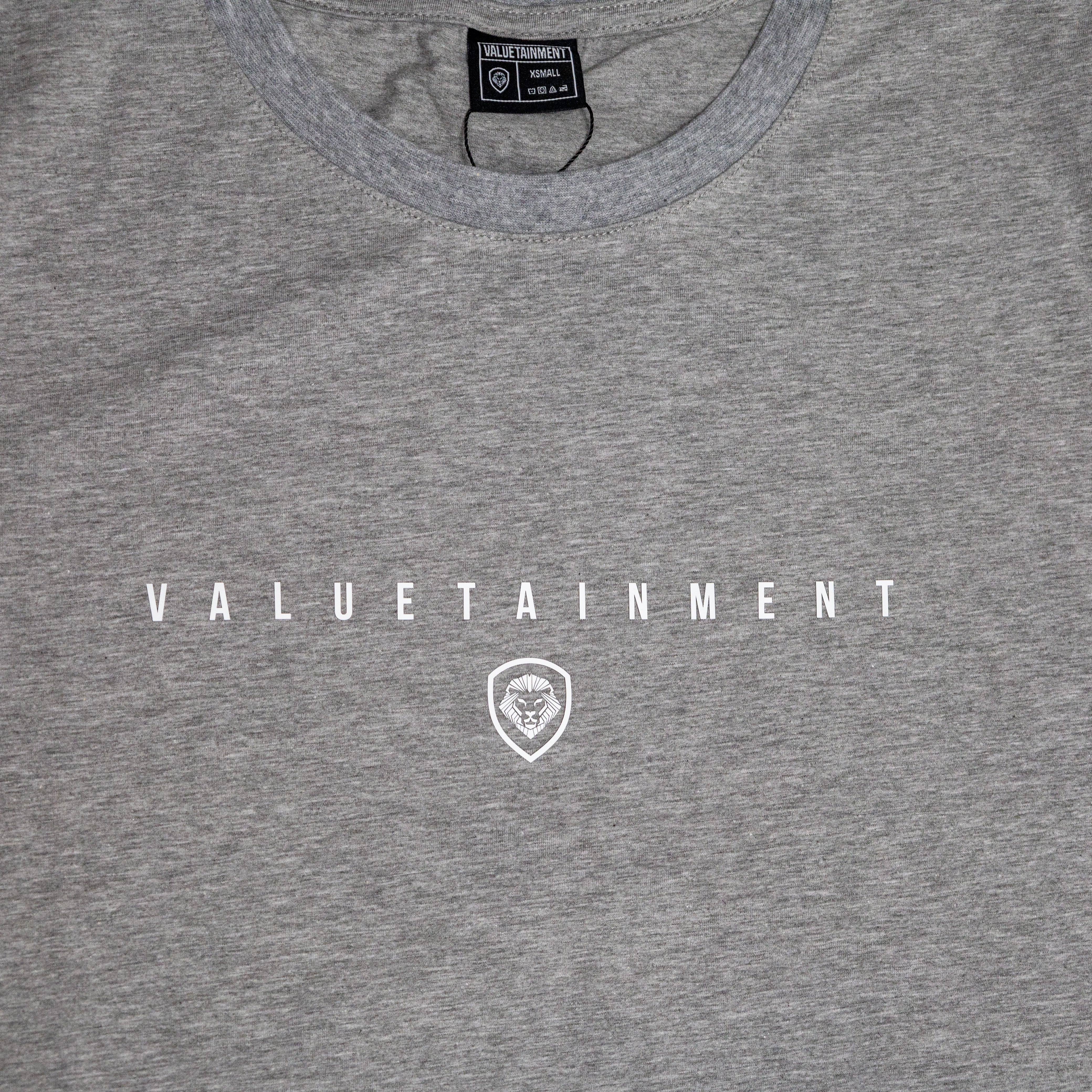 Valuetainment Premium Grey Curved Hem Short Sleeve T-Shirt for Men | Comfortable Casual Wear for Gym, Workout & Everyday Outfits