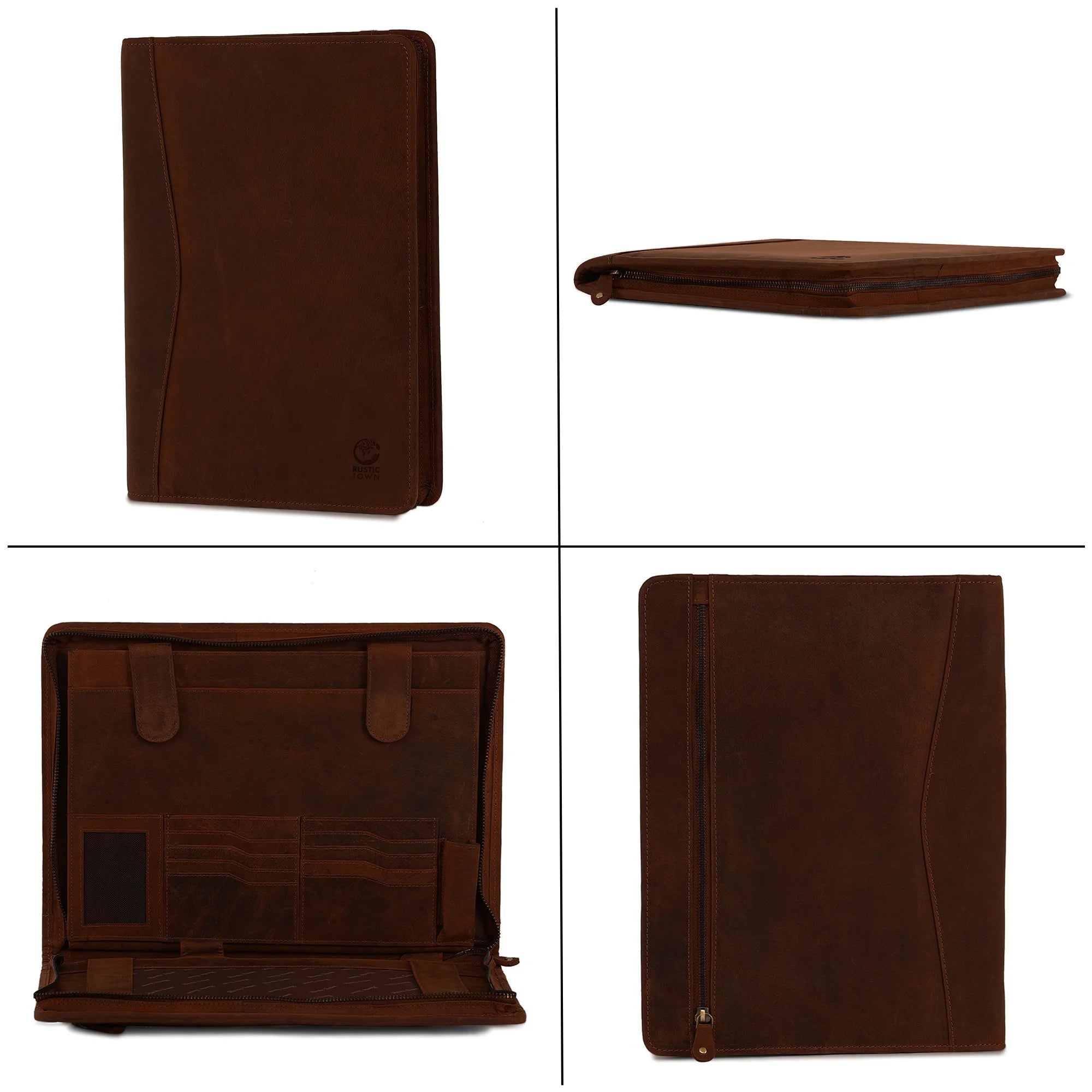 Premium Business Leather Portfolio - Professional Dark Brown Leather Document Holder for Men & Women - Perfect for Office, Meetings, and Business Travel