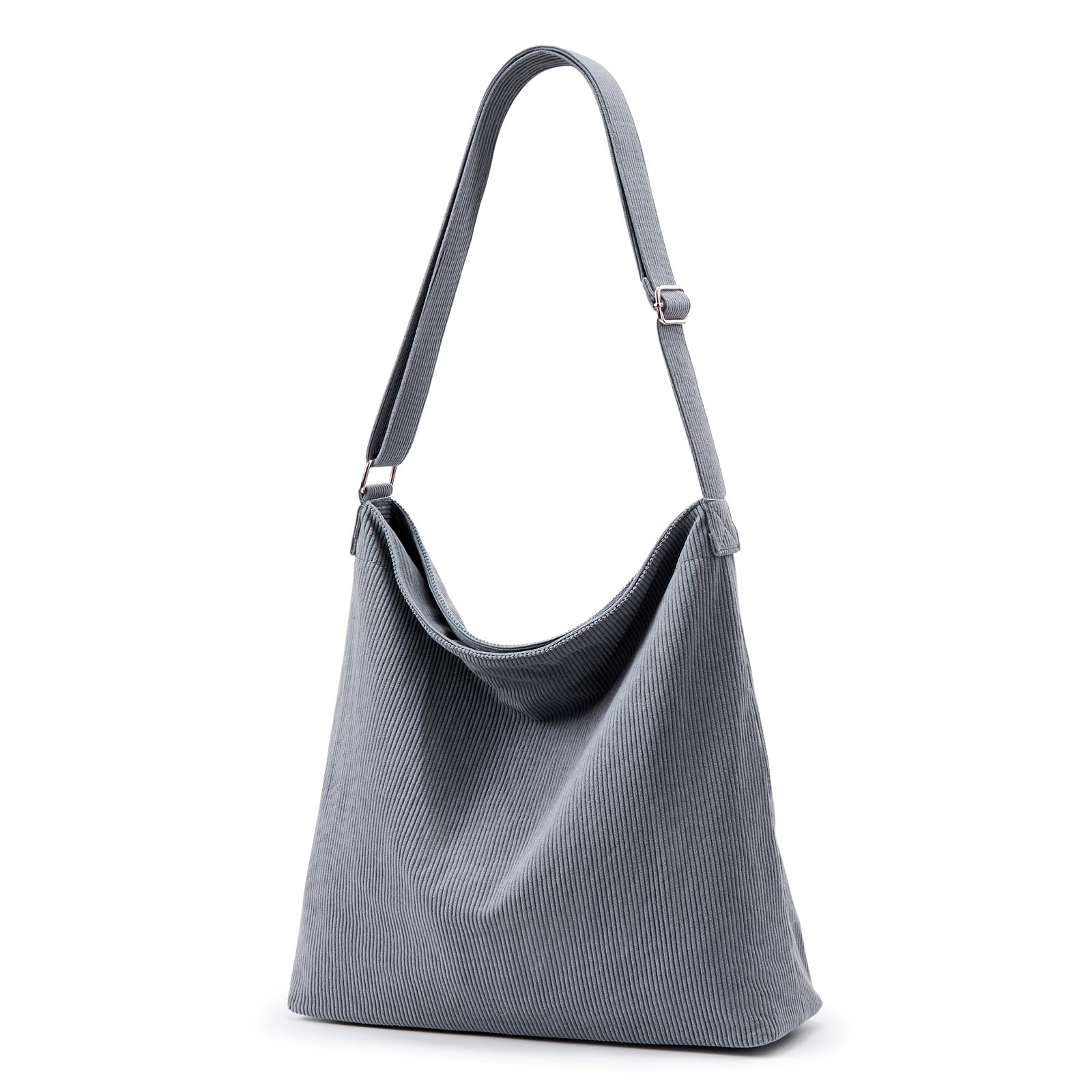 KALIDI Women's Thickened Corduroy Tote Bag with Zipper - Waterproof Shoulder Bag with Multiple Pockets, Adjustable Crossbody Strap - Perfect for School, College, Work & Travel