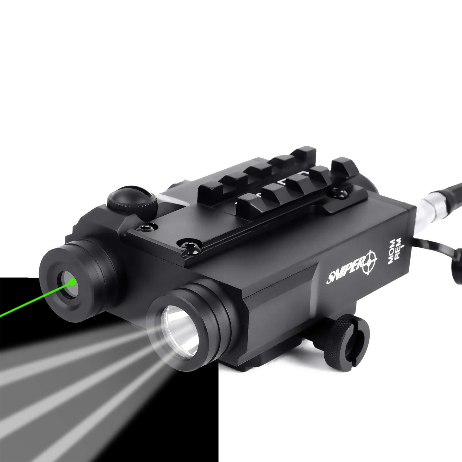 FL2000 Green Laser Sight & 200LM LED Flashlight Combo with Pressure Switch & Quick Release Mount - Tactical Light for Pistols, Rifles, Hunting & Outdoor Activities (Black)