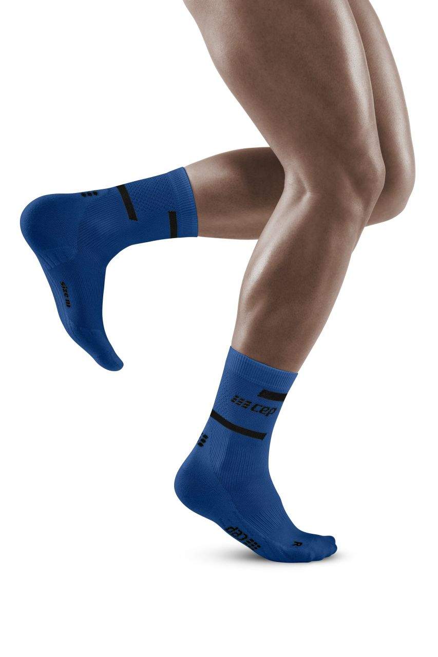 CEP Men's The Run Socks Mid Cut v4 - Performance Running Socks for Athletes (Blue) - Ideal for Marathon Training, Jogging & Workouts
