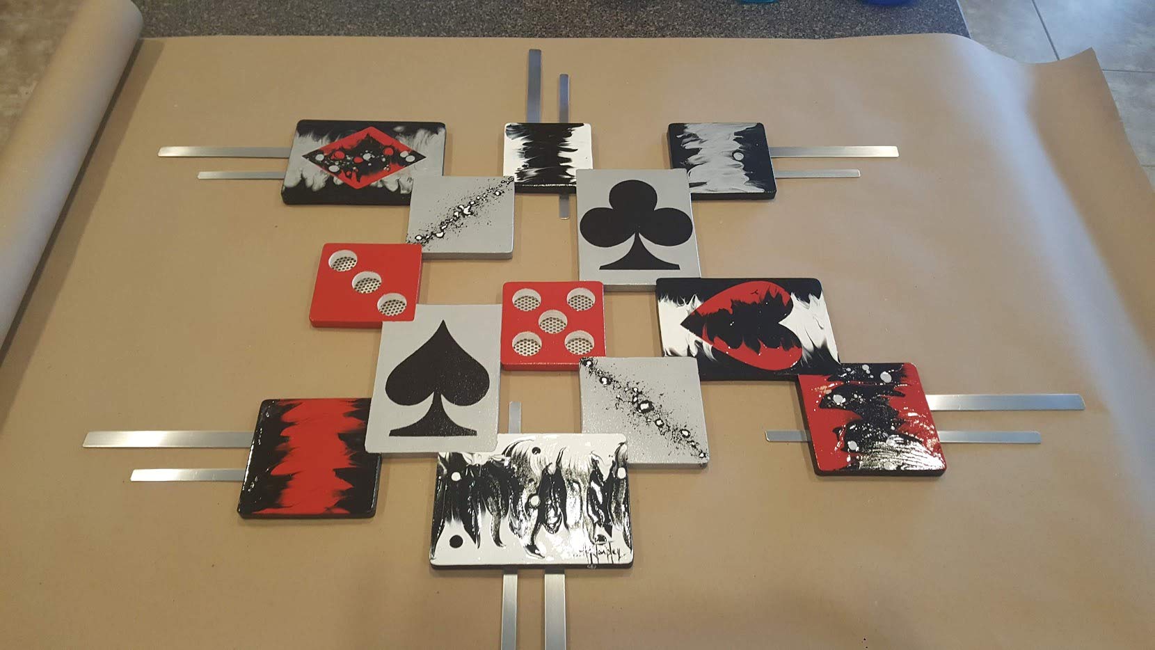 Wood & Metal Playing Cards Wall Art - Unique Card Sculpture Game Theme Home Decor by Diva Art69 - Perfect for Game Rooms, Man Caves & Poker-Themed Interior Design