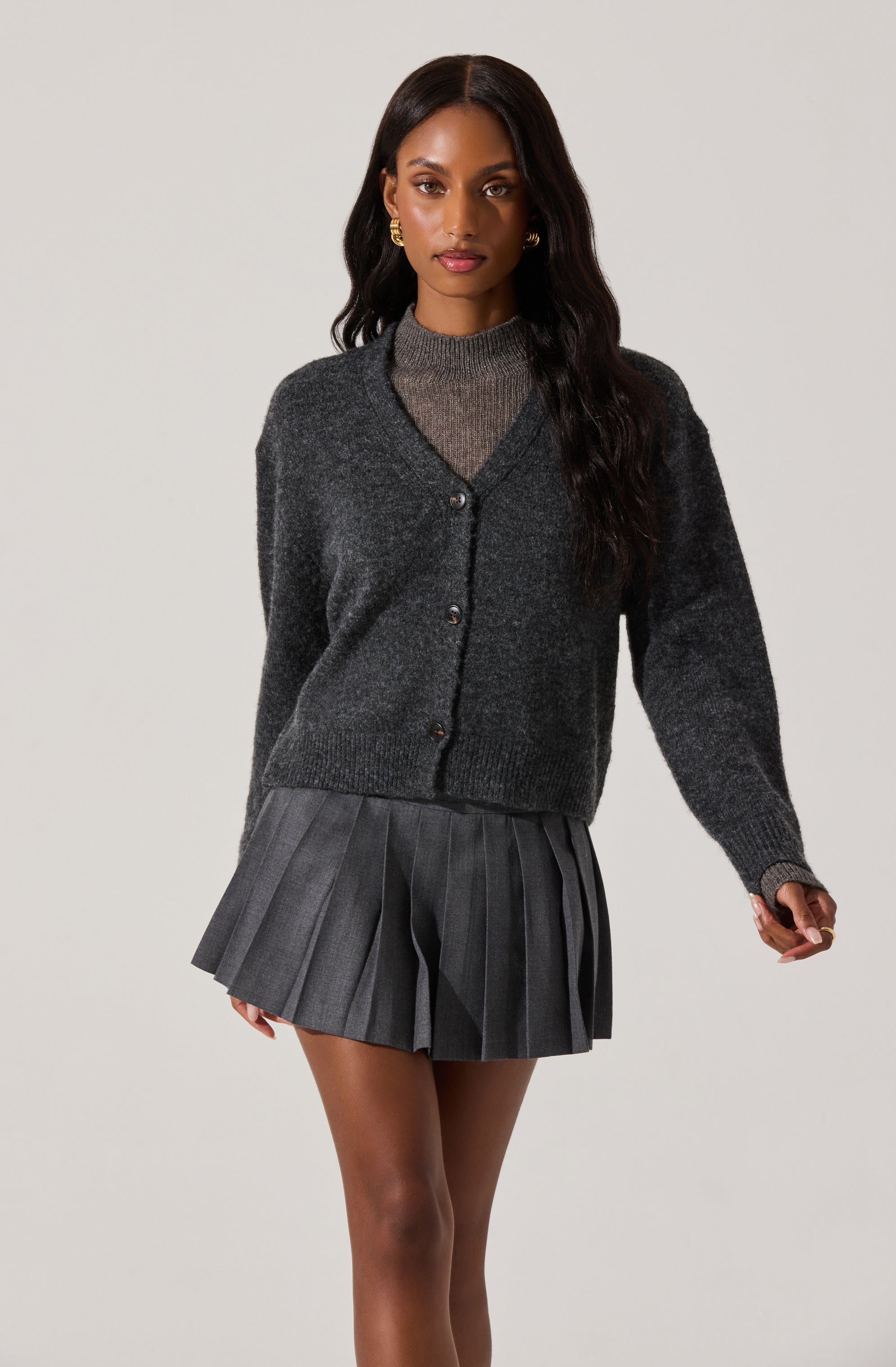 Women's Chunky Knit Layered Turtleneck Cardigan Sweater - Cozy Winter Pullover for Office, Date Night & Casual Outfits