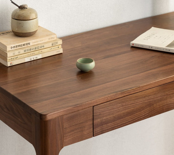 Premium Black Walnut Solid Wood Office Desk - Handcrafted Executive Workstation for Home & Business | Durable Writing Table for Study, Remote Work & Professional Workspaces