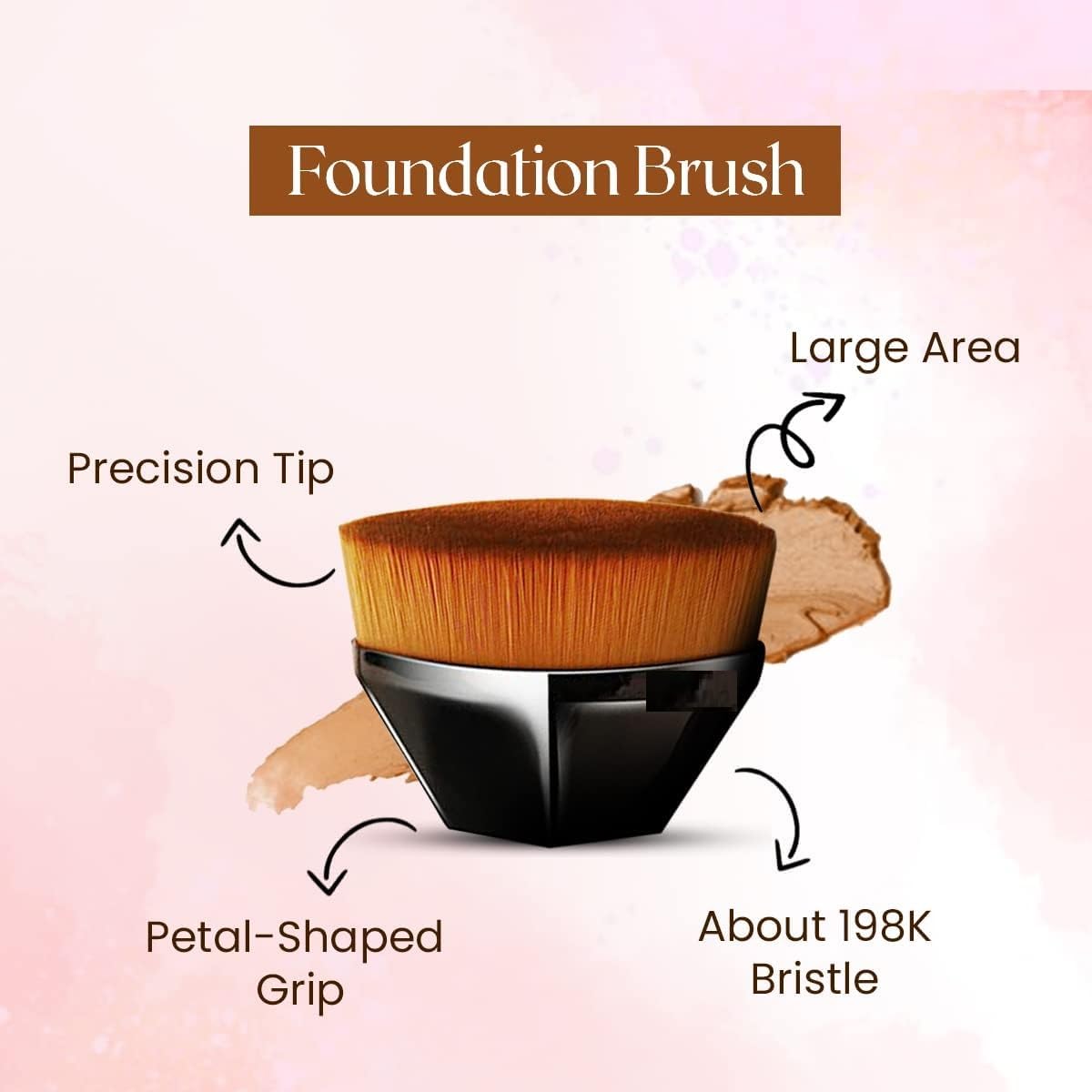 BESTAQUA Kabuki Makeup Brush - Hexagon Foundation Brush for Liquid, Cream & Powder Blending | Soft Face Blush Brush with Protective Case | Perfect for Daily Makeup & Professional Cosmetics Application