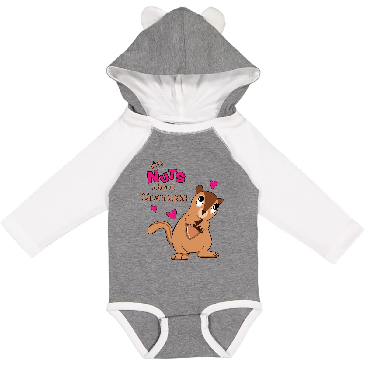 Inktastic 'I'm Nuts About Grandpa' Baby Long Sleeve Bodysuit - Cute Outfit for Grandparents Day, Family Photos & Holiday Gifts