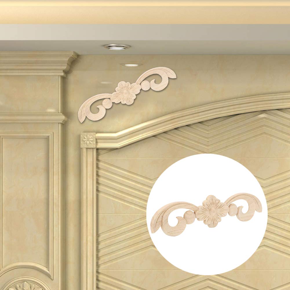 4Pcs Rubber Wood Carving Decals - Elegant Home Furniture Appliques for Cabinets, Doors, Mirrors & Windows | Perfect for Weddings, Banquets & Family Events | DIY Home Décor & Interior Design Upgrade