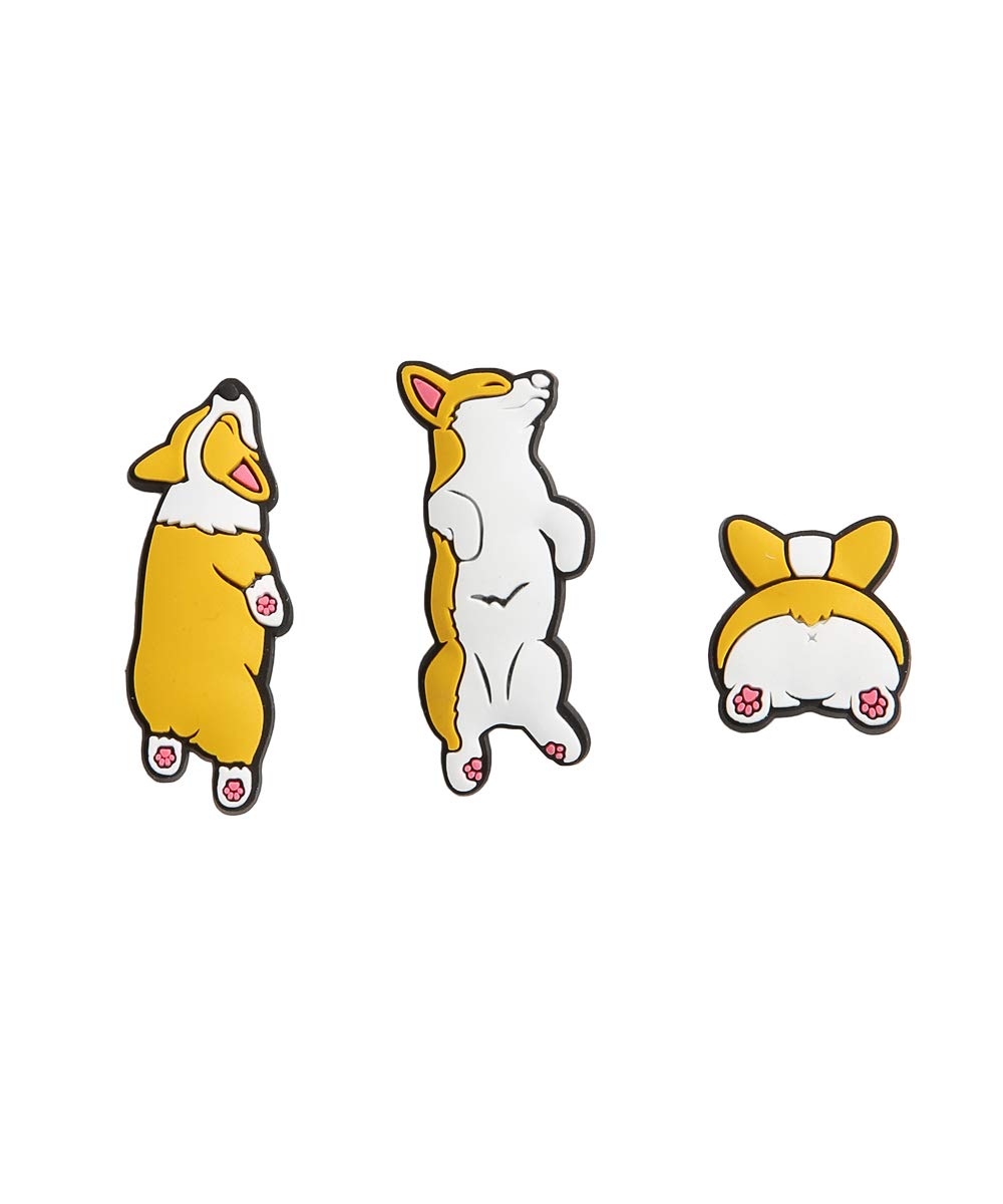 Cute Corgi Shoe Charms - 3-Piece Set for Crocs Jibbitz Compatible with Crocs Shoes | Fun Accessories for Kids & Adults | Perfect for School, Beach & Everyday Wear