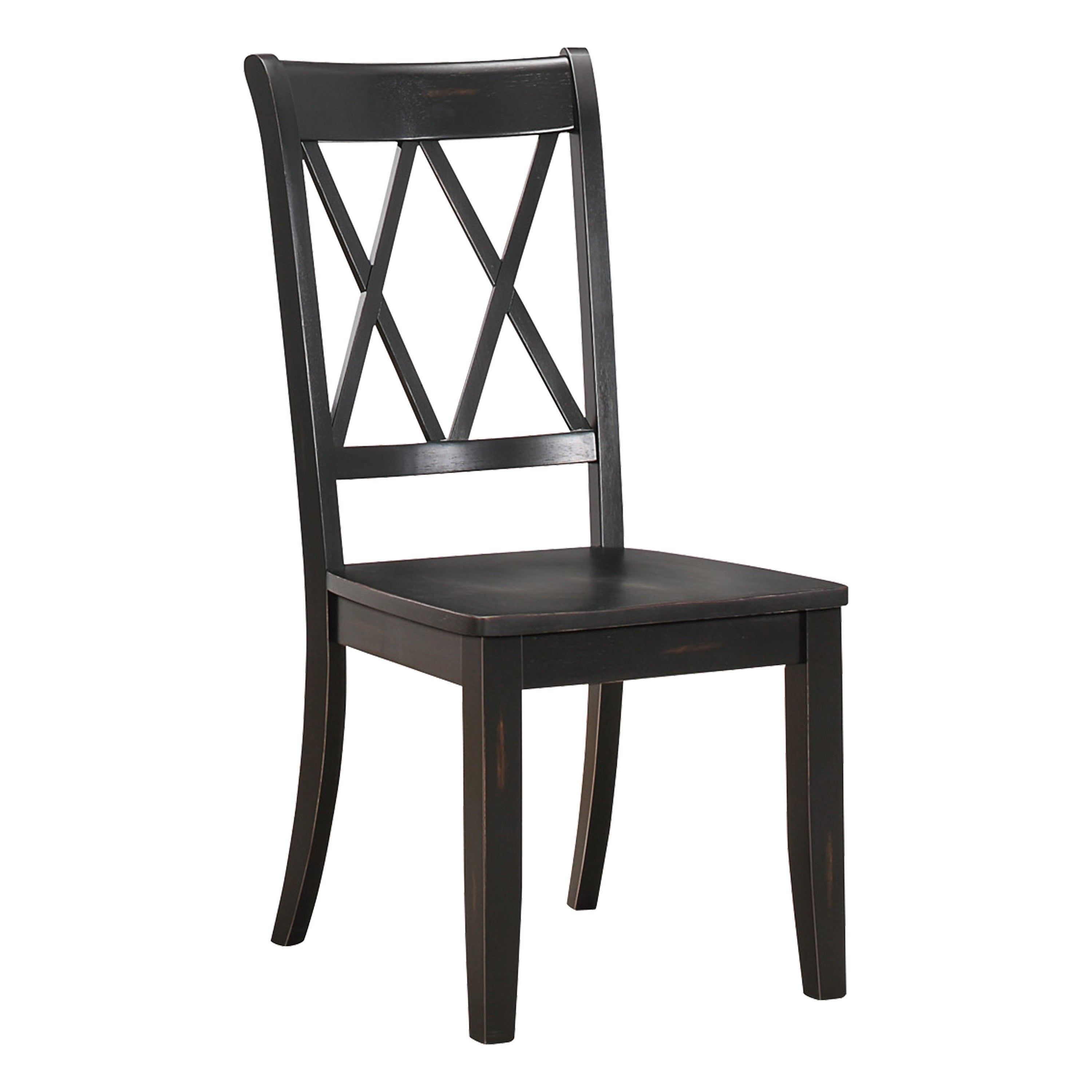 Set of 2 Black X-Back Dining Chairs - Transitional Pine Veneer Side Chairs for Kitchen, Dining Room & Home Office | Comfortable Casual Seating for Family Meals & Entertaining