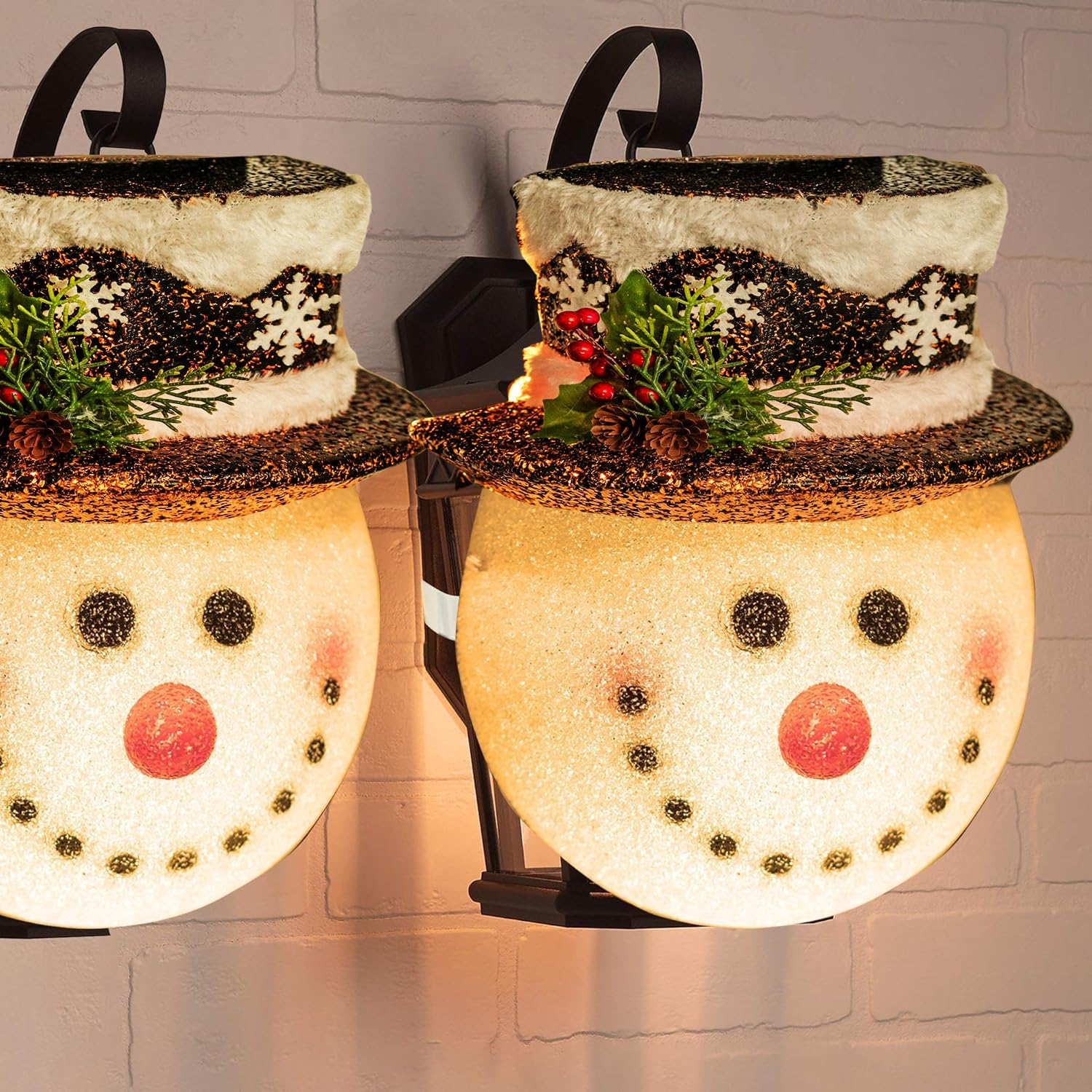 FUNPENY 2 Pack 12 Inch Snowman Christmas Porch Light Covers - Outdoor Holiday Decor for Porch Lights, Garage Lights & Large Fixtures - Perfect for Christmas Yard Decorations, Front Door Lighting & Festive Home Exteriors