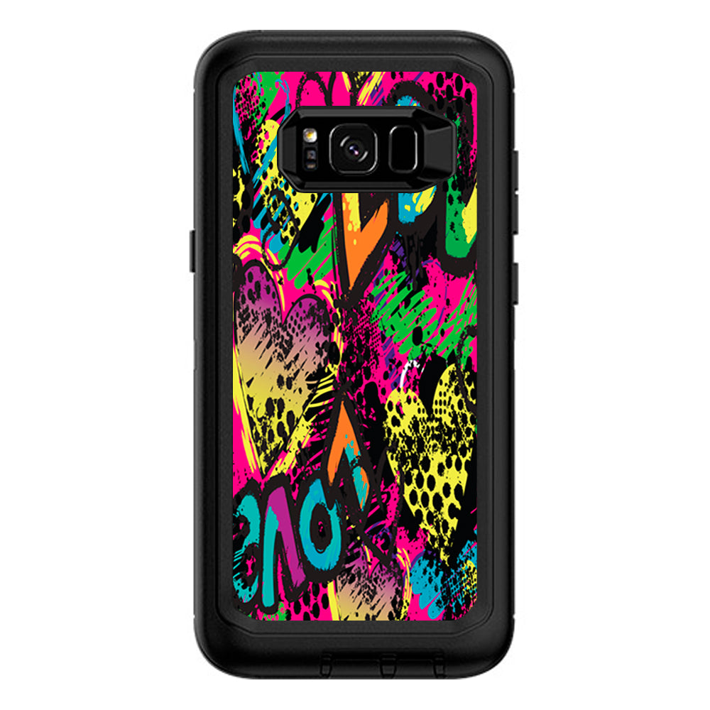 80's Love Pop Art Neon Otterbox Defender Case for Samsung Galaxy S8 Plus - Retro Aesthetic Protective Cover for Everyday Use & Gift Giving