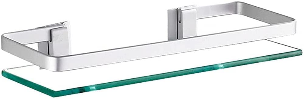 Glass Bathroom Shelf - 1-Tier Rectangular Wall Mounted Shower Shelf (30cm/11.8'') - Rustproof & Waterproof for Bathroom, Kitchen & Spa Organization