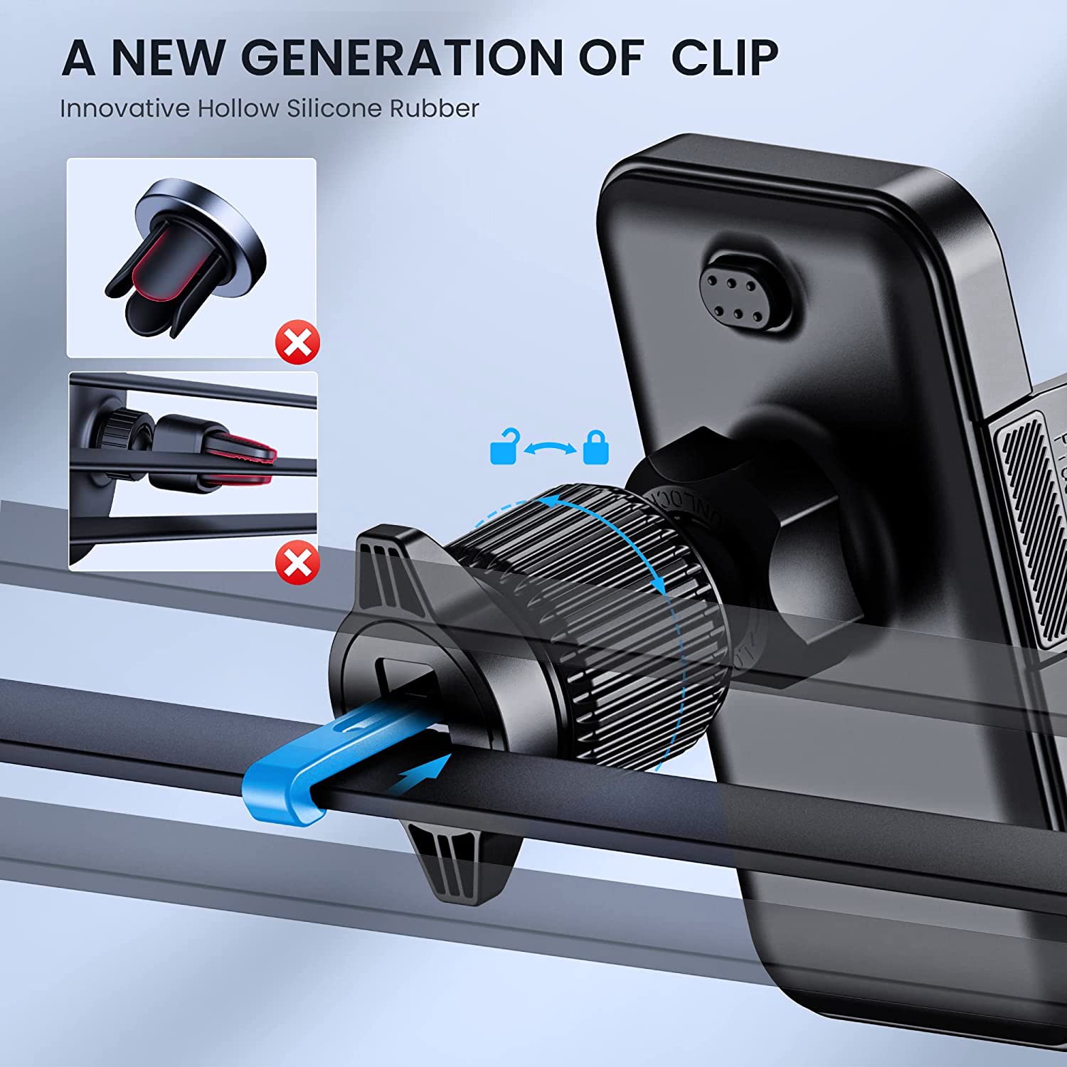 Military-Grade Car Vent Phone Mount - Universal Smartphone Holder for iPhone & Thick Cases - Secure Air Vent Clip Car Cradle for Safe Driving & Hands-Free Navigation