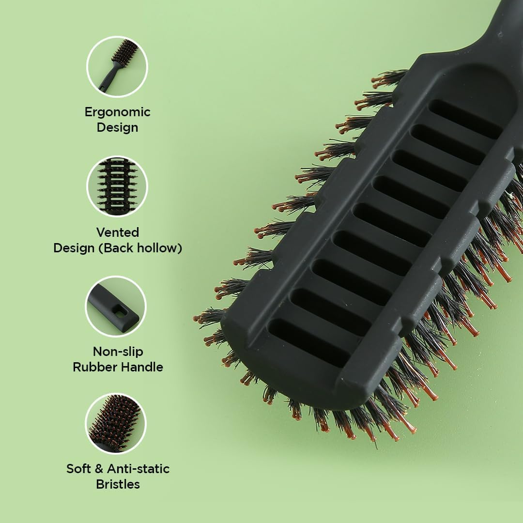 Kuber Hair Brush with Flexible Bristles - Detangles & Straightens for All Hair Types - Home & Travel Use