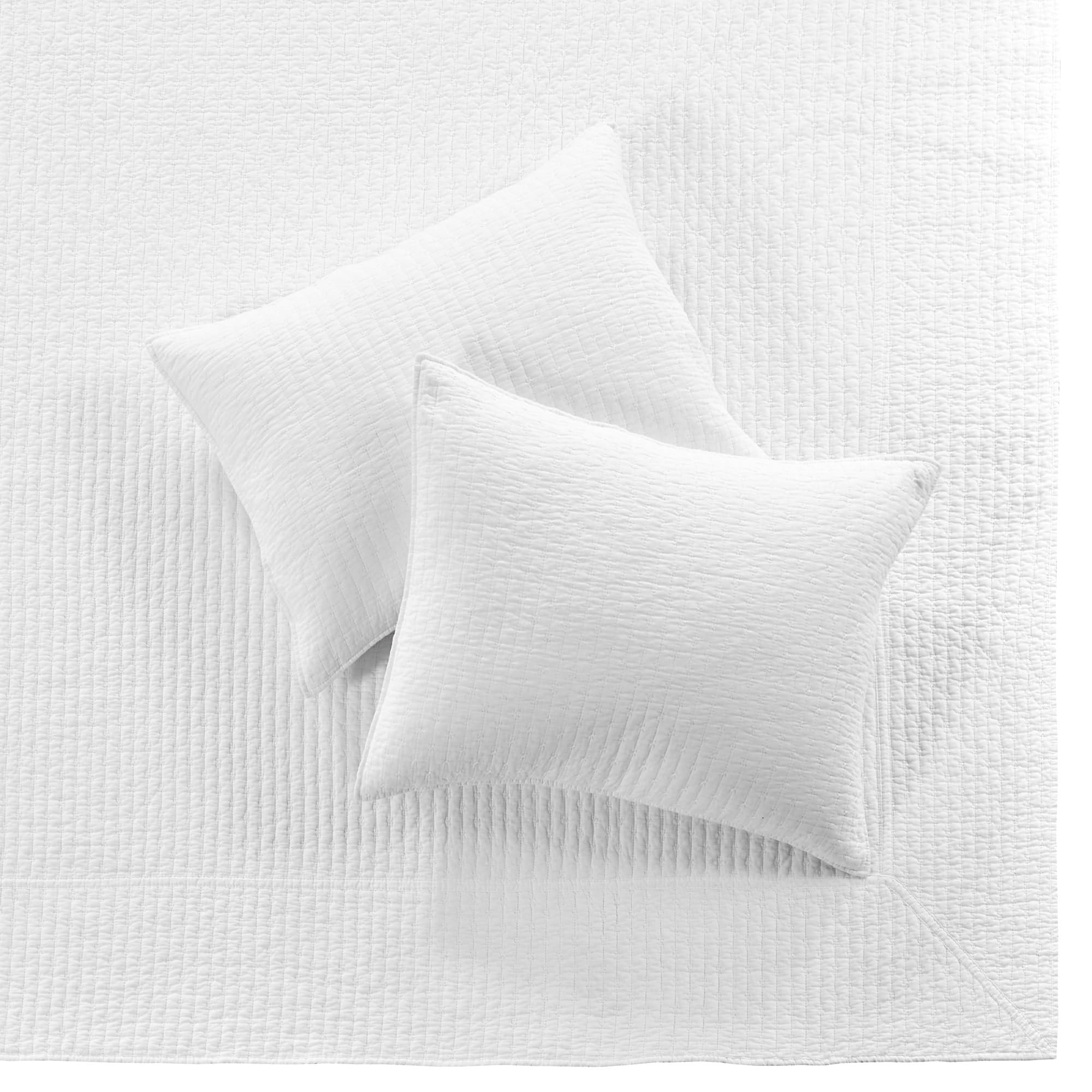 Levtex Home King Size Cross Stitch White Cotton Quilted Bedspread Set with 2 Shams (120x104in Bedspread + 20x36in Shams) - Elegant Bedroom Decor for Master Suite or Guest Room
