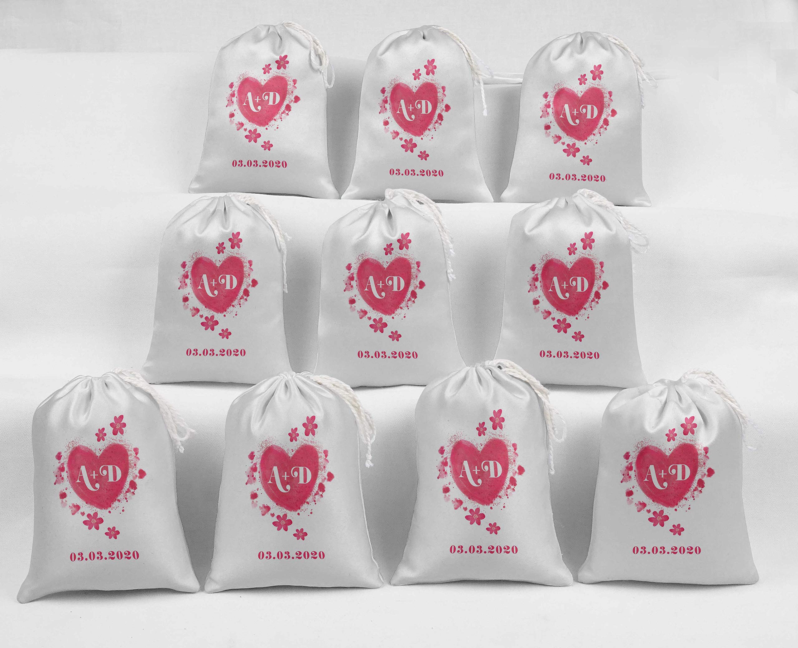 Custom Heart Wedding Favor Bags - 15pcs for Party Gifts & Souvenirs