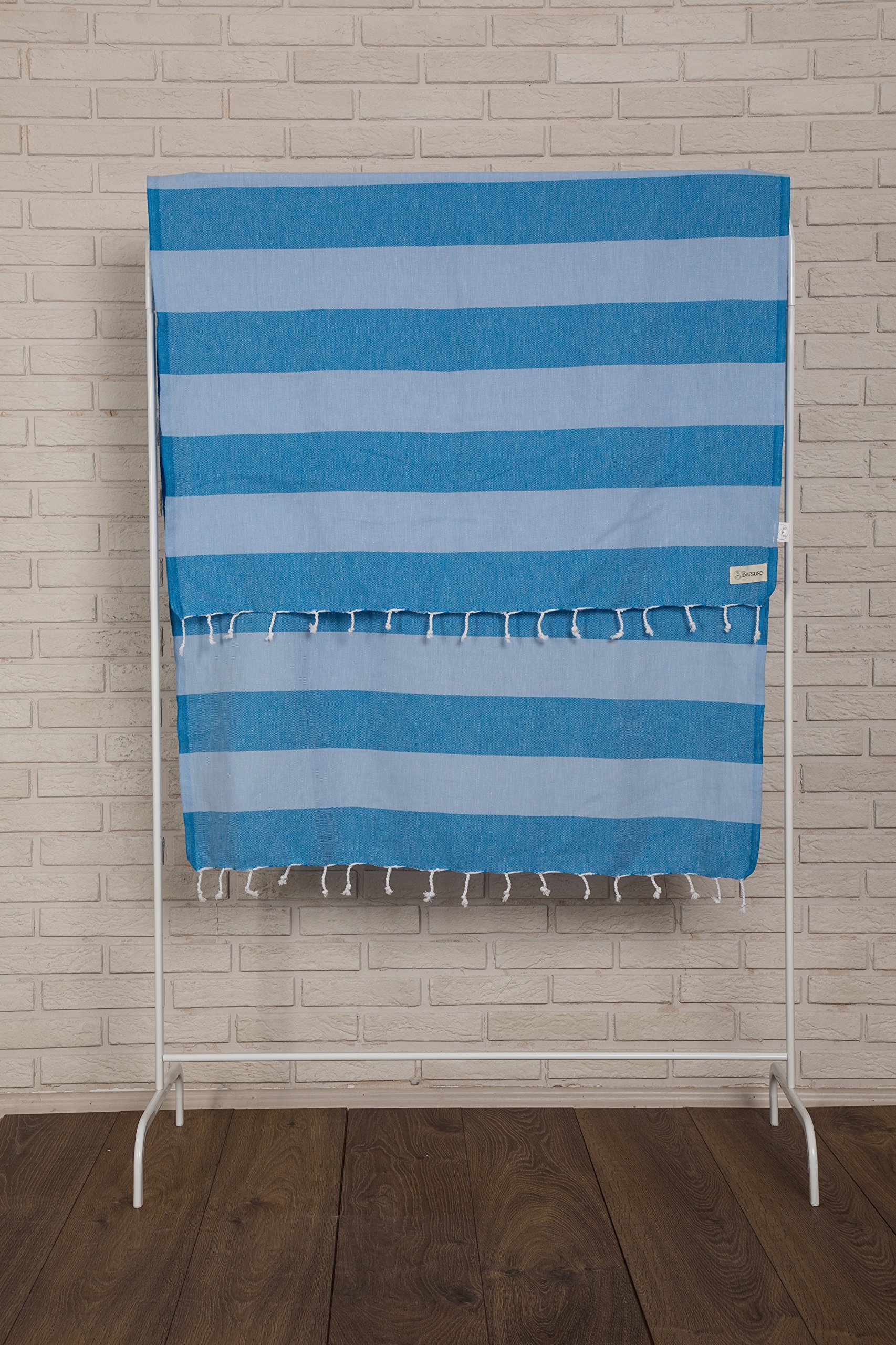 Premium 100% Cotton Turkish Peshtemal Beach Towels - Quick-Dry, Sand-Free & Lightweight (Set of 6, Blue/Light Blue) | Perfect for Beach Vacations, Poolside Lounging & Summer Travel Accessories