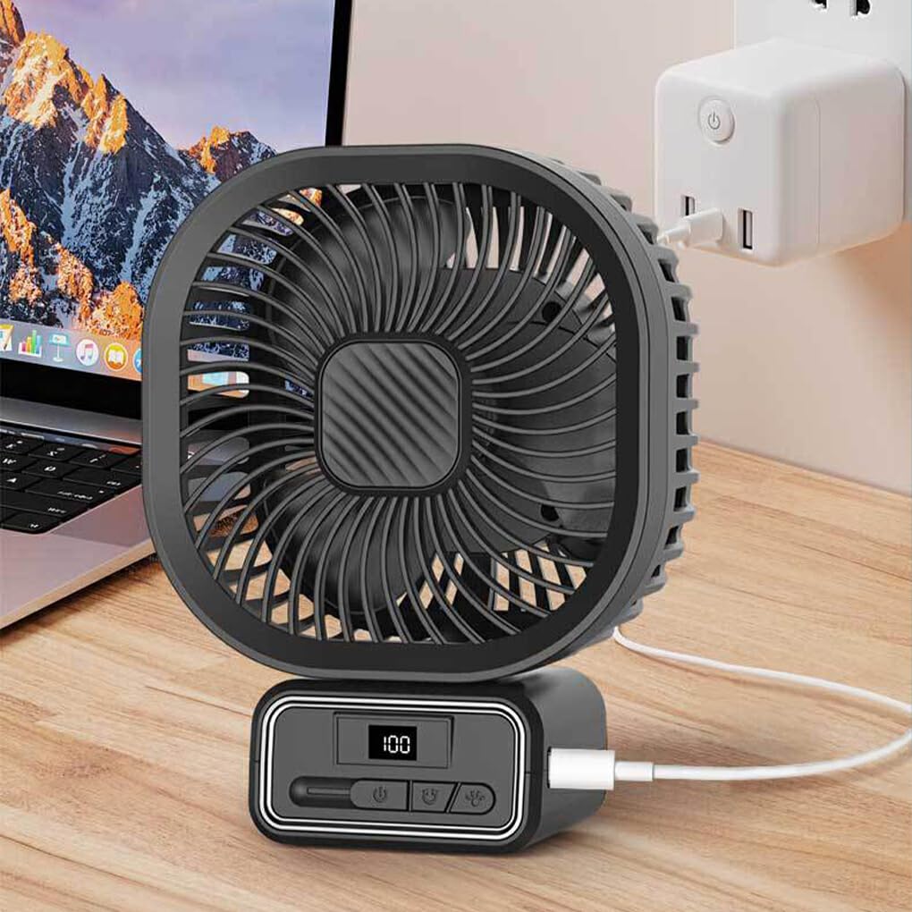 Miduoidn Rechargeable USB Fan - Portable, Lightweight & Durable High-Speed Stroller Fan for Baby, Office, Travel | White with Adjustable Head | Perfect for Strollers, Desks & Outdoor Activities