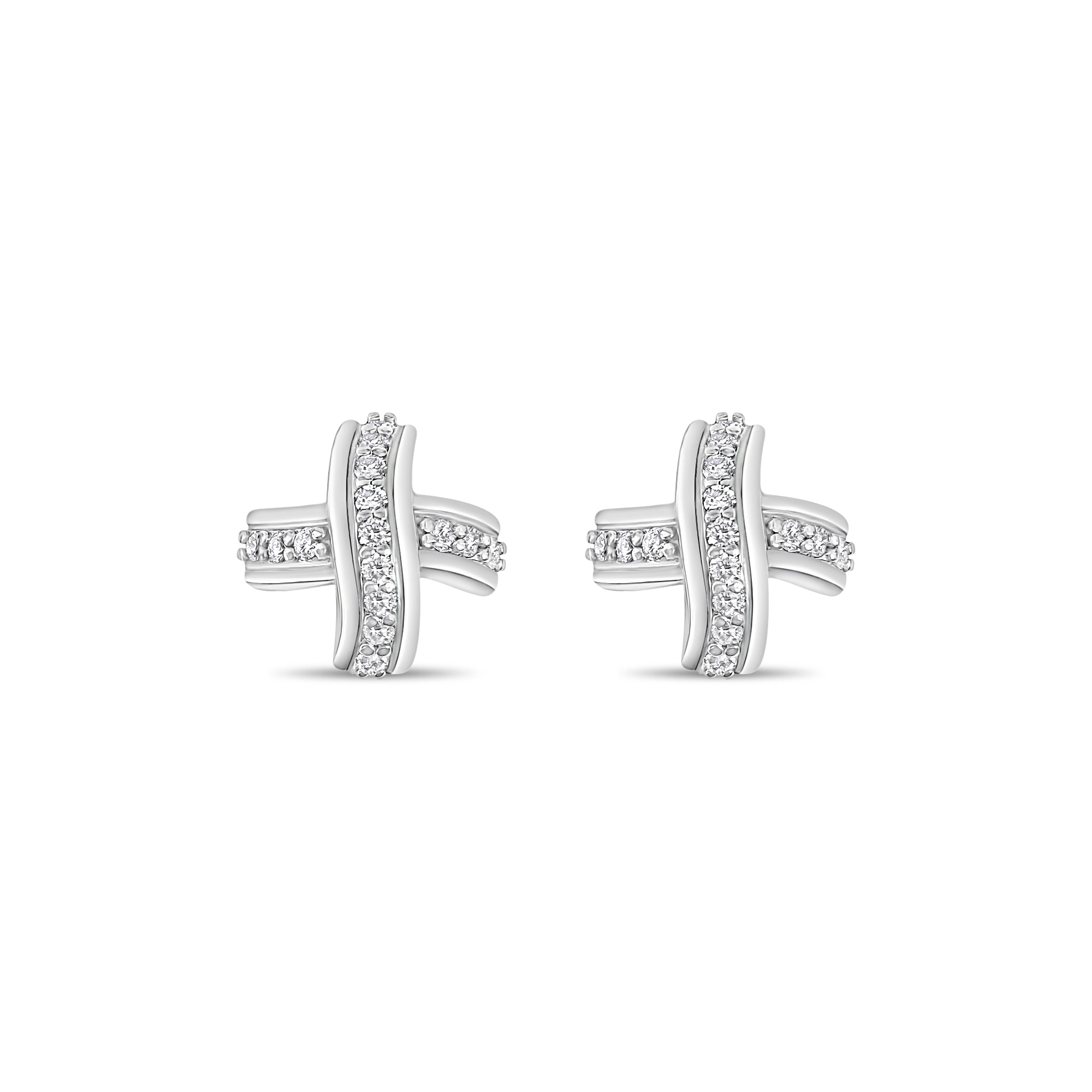 1.00cttw Diamond X Cluster Earrings in 14k White Gold - Elegant & Sparkling Jewelry for Weddings, Parties & Special Occasions