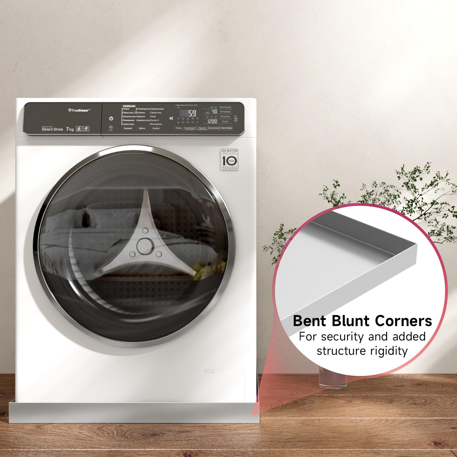 32 x 32 x 2.5 Inch 304 Stainless Steel Washing Machine Drain Pan - Heavy Duty Leak Proof Drip Tray for Compact Washers - Floor Protection Solution for Laundry Rooms & Basements