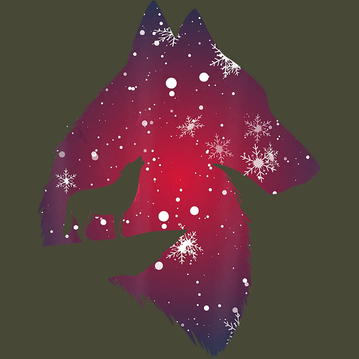 Funny Christmas Wolf with Snowfall Graphic T-Shirt for Men, Women, Kids - Holiday Family Matching Outfit - Perfect for Christmas Parties & Gifts