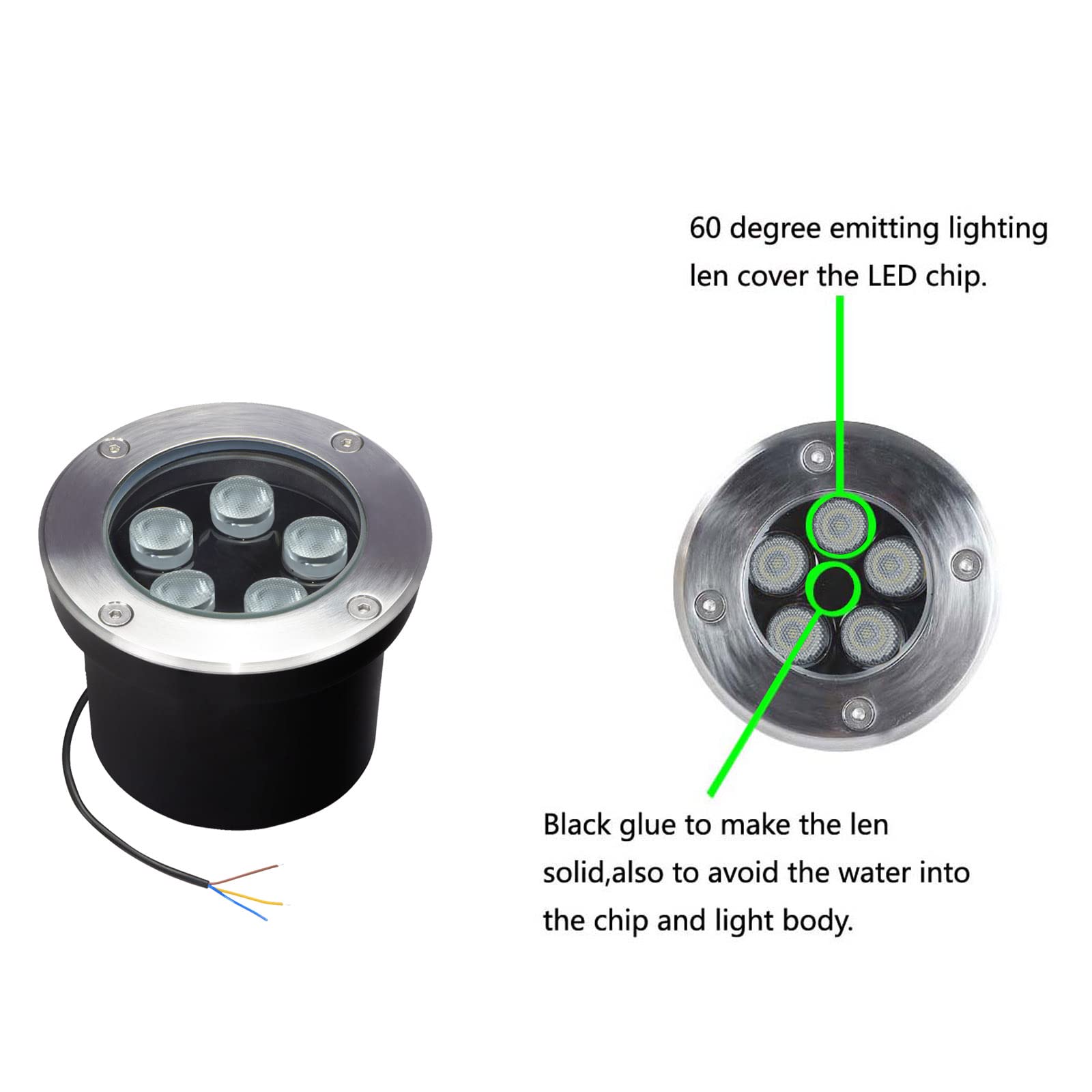 Outdoor Well Lights In Ground 110V 120V, 5W Waterproof Recessed Landscape Lighting for Pathways, Patio, Driveway - 6500K White (Pack of 4) - Perfect for Modern Home Exterior, Garden & Step Lighting