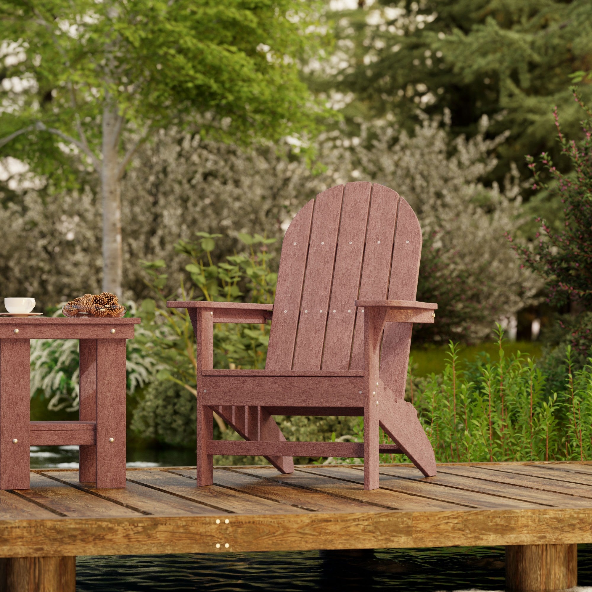 Freedom 3-Piece Traditional Adirondack Chair Set with Side Table - Outdoor Patio Furniture for Garden, Deck, Poolside & Backyard Relaxation