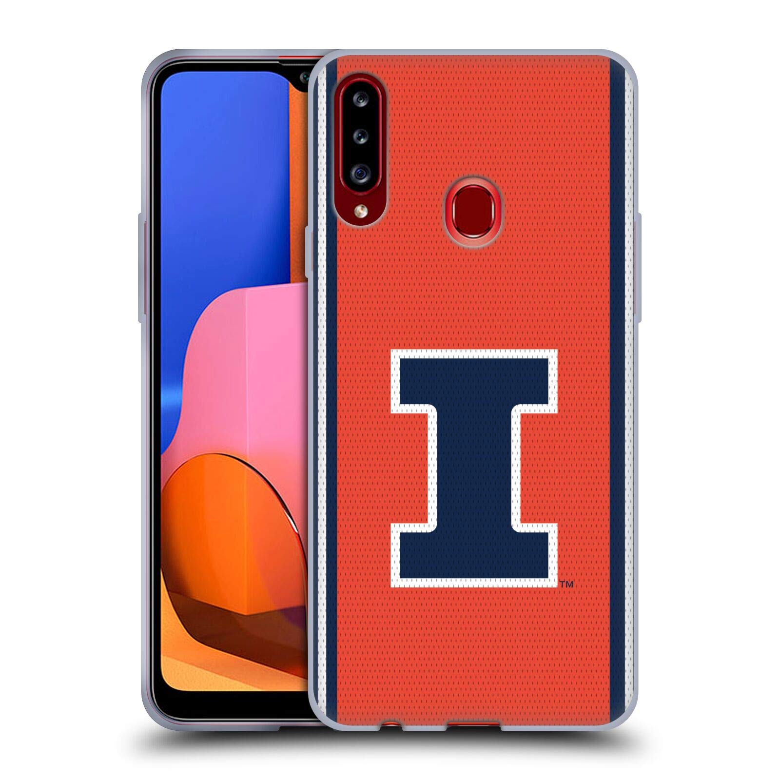 Officially Licensed University of Illinois U of I Football Jersey Samsung Galaxy A20s Case – Durable Soft Gel Phone Cover for School Pride & Game Day (2019 Model)