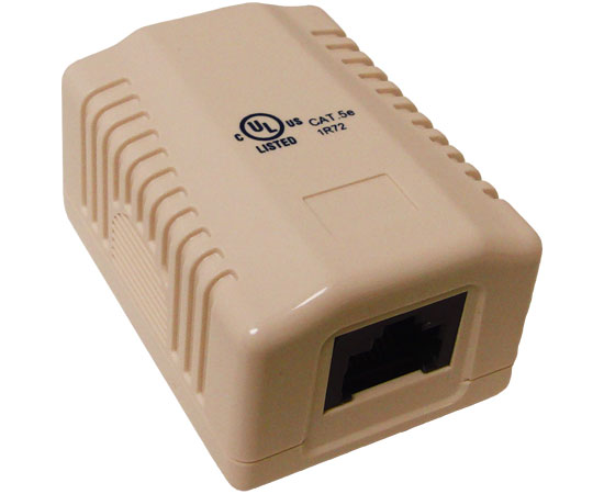 CAT5E Surface Mount Box - 1 Port Pre-Wired Universal Enclosure in Ivory | Ideal for Home & Office Network Installations