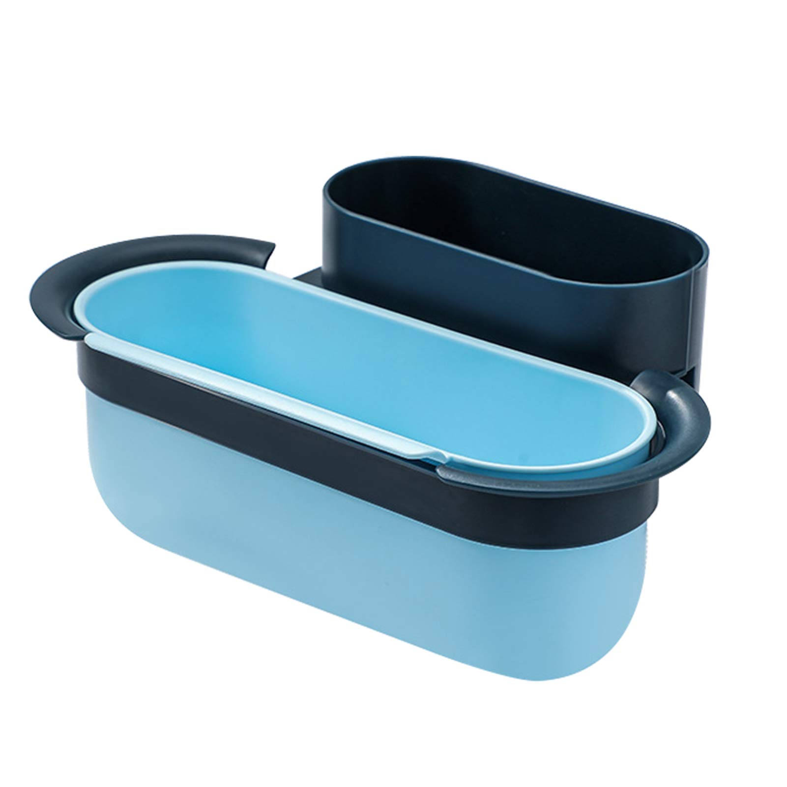 HEVIRGO Hanging Trash Can Set - Mountable Plastic Garbage Bin with Drain Shelf, Eco-Friendly Waterproof Kitchen Waste Basket (Blue) - Perfect for Small Spaces, RVs, Campers & Under-Sink Storage