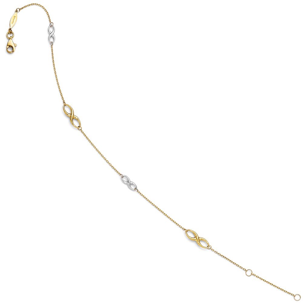 14K Two-Tone Gold Polished Anklet with 1-Inch Extension - Elegant Adjustable Ankle Bracelet for Women | Perfect for Beach, Parties & Everyday Wear