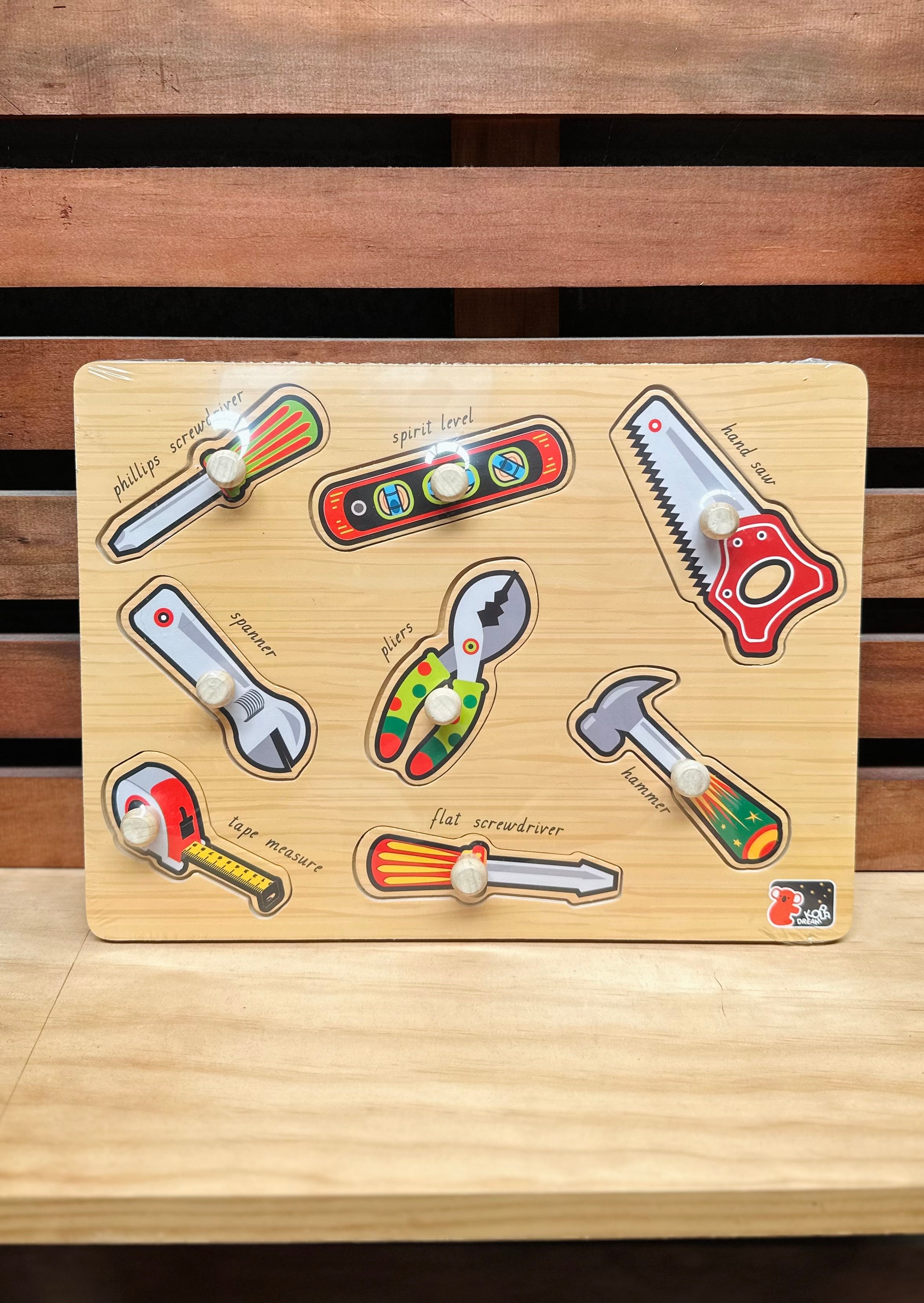 Wooden Tool Peg Puzzle - Educational Wooden Toy for Kids - Perfect for Montessori Learning, Fine Motor Skills & Early Childhood Development - Playroom & Classroom Activity