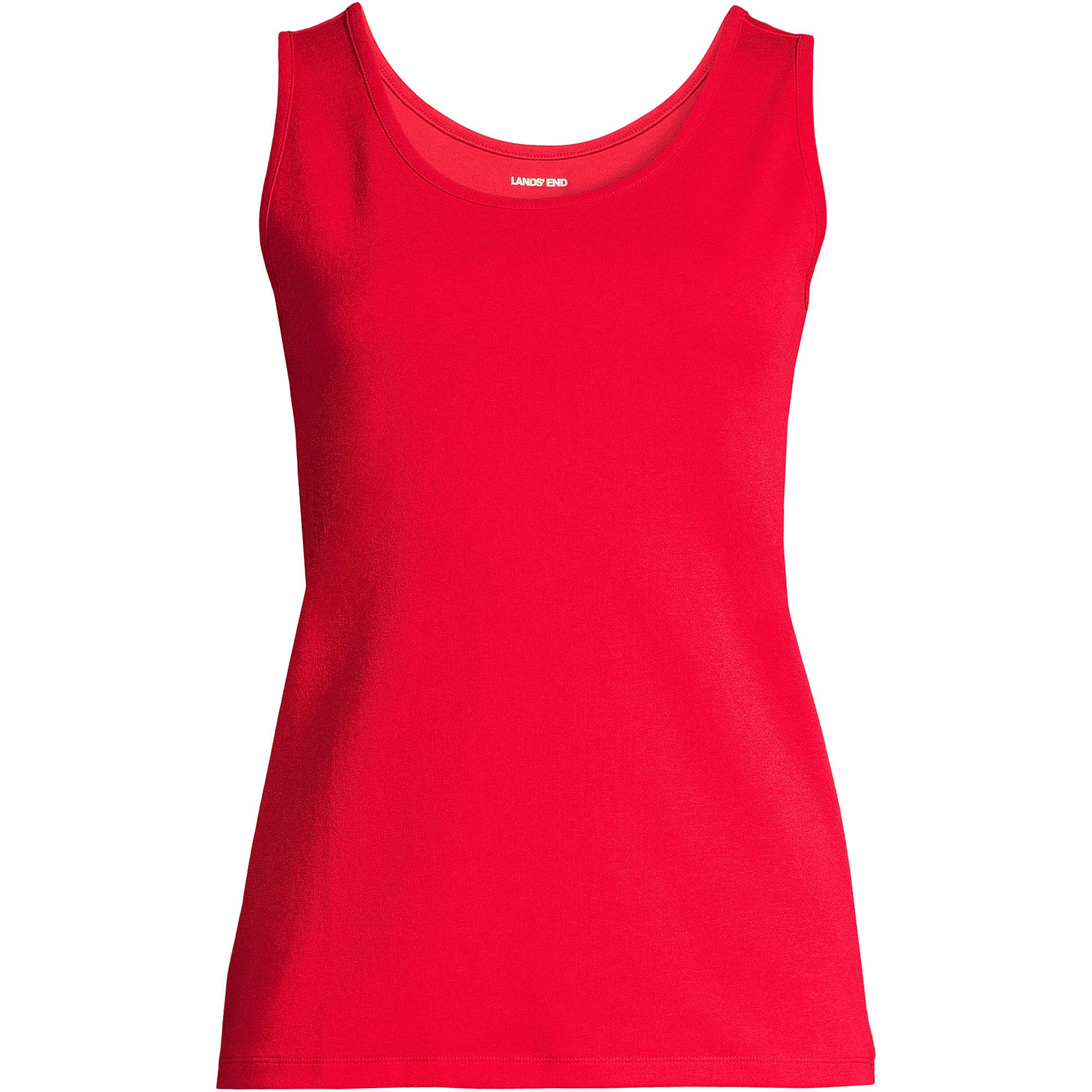 Lands' End Women's Cotton Tank Top - Soft Breathable Summer Sleeveless Shirt for Casual Wear, Workout & Layering