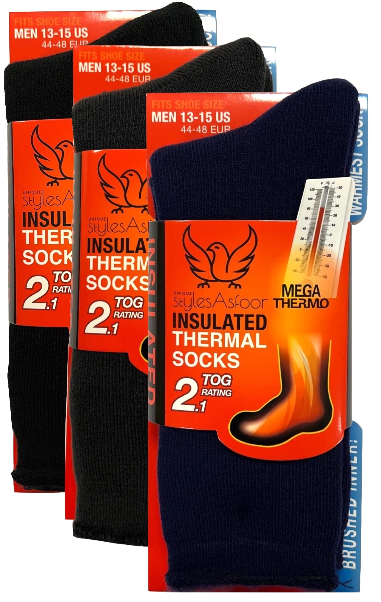 3 Pairs of Thermal Heated Socks for Men - Winter Warm Insulated Cold Weather Socks for Outdoor Activities, Hiking & Snow Sports