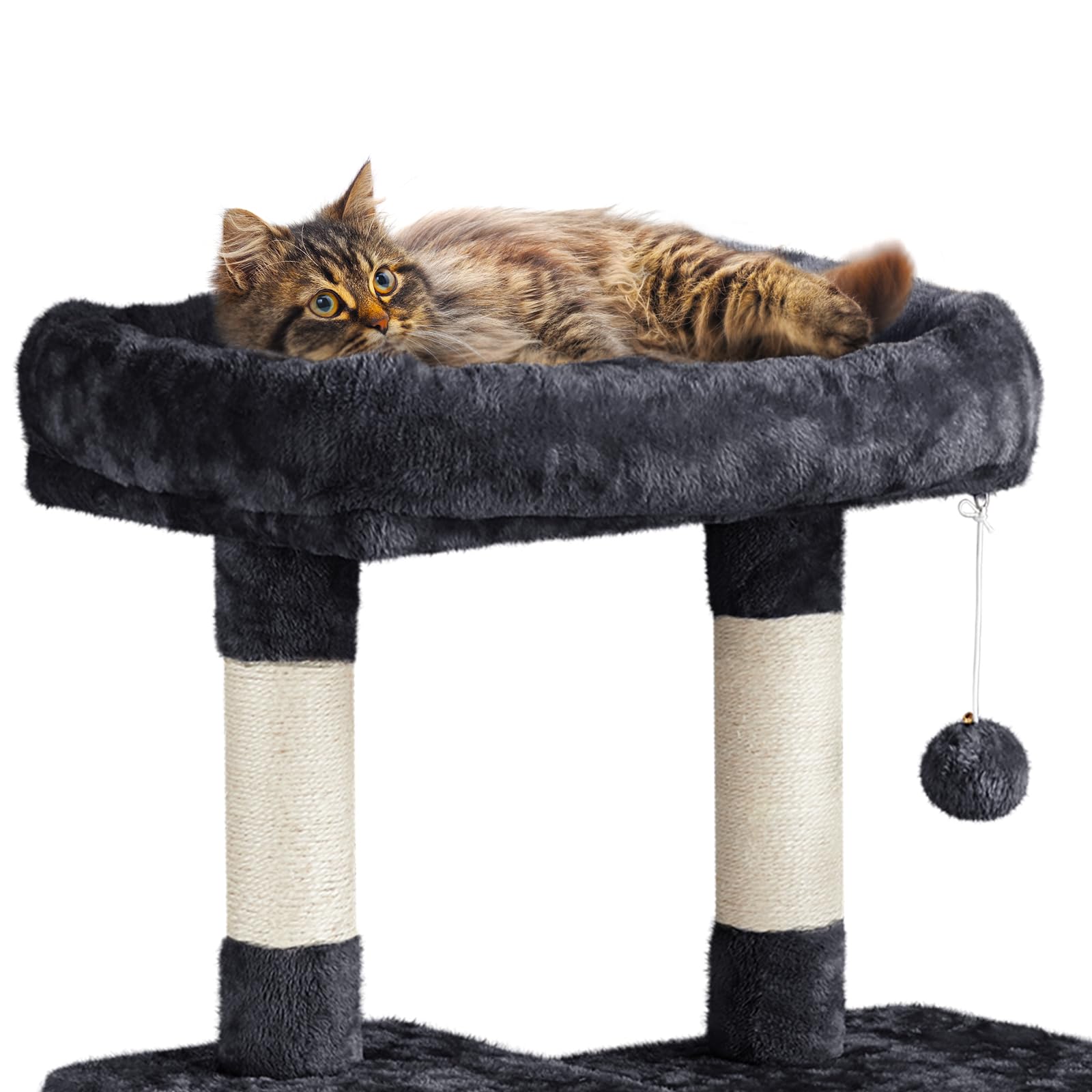 Yaheetech 63in Multi-Level Cat Tree Tower for Indoor Cats - Tall Cat Climbing Furniture with Sisal-Covered Scratching Posts, Condo & Perches - Durable Cat Activity Center for Kittens & Adult Cats (Black, Large) - Perfect for Small Spaces, Apartments & Play Areas