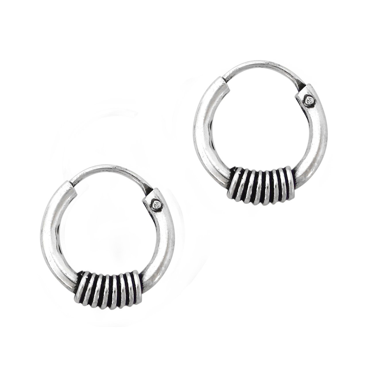 Sterling Silver Coil Design Hoop Earrings 10mm - Elegant Dainty Jewelry for Women, Perfect for Everyday Wear & Special Occasions