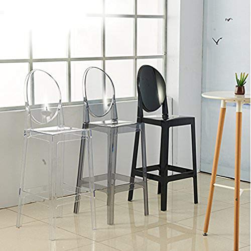 Modern Acrylic Lucite Clear Counter Stool with Back - Kitchen Bar Stool for Dining & Breakfast Nook - Smoke Finish - Set of 1 - Perfect for Small Spaces & Contemporary Home Decor