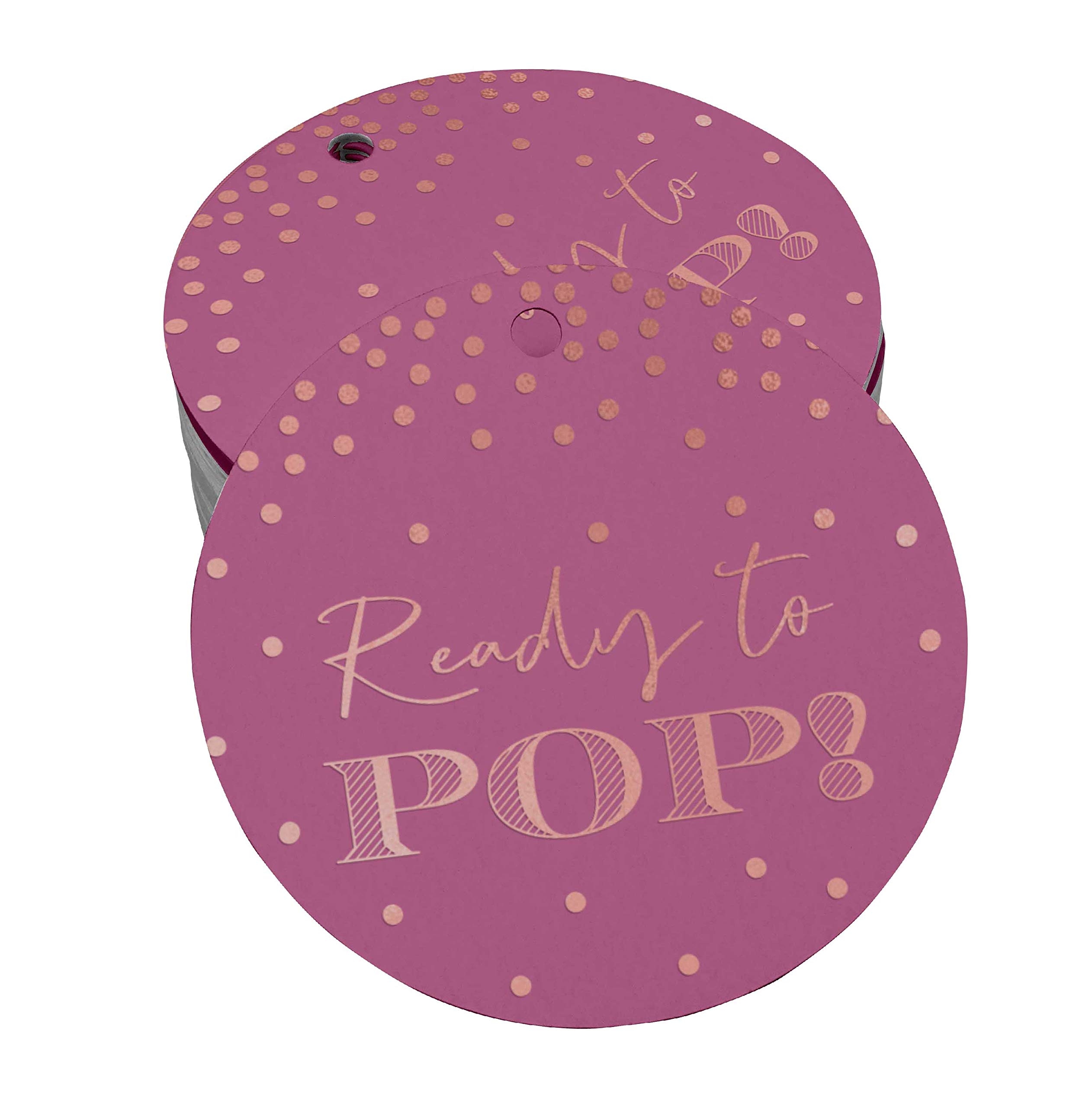 Rose Gold Foil Baby Shower Favor Tags - 50pcs Ready-to-Pop Hang Tags for Gift Wrapping, Party Decorations & Wedding Favors