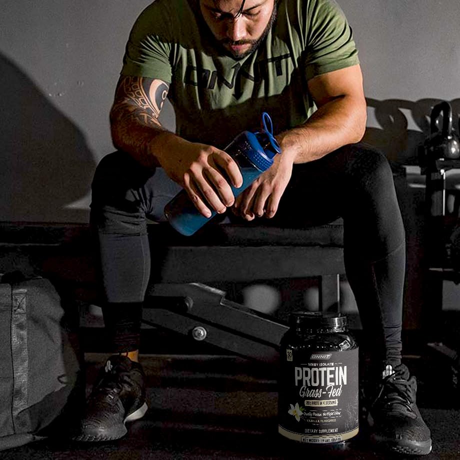 ONNIT Grass Fed Whey Isolate Protein Powder - Vanilla Flavor | 30.7 oz (30 Servings) | Whey Protein Supplement for Muscle Gain & Workout Recovery | Ideal for Post-Workout Shakes, Smoothies & Fitness Nutrition