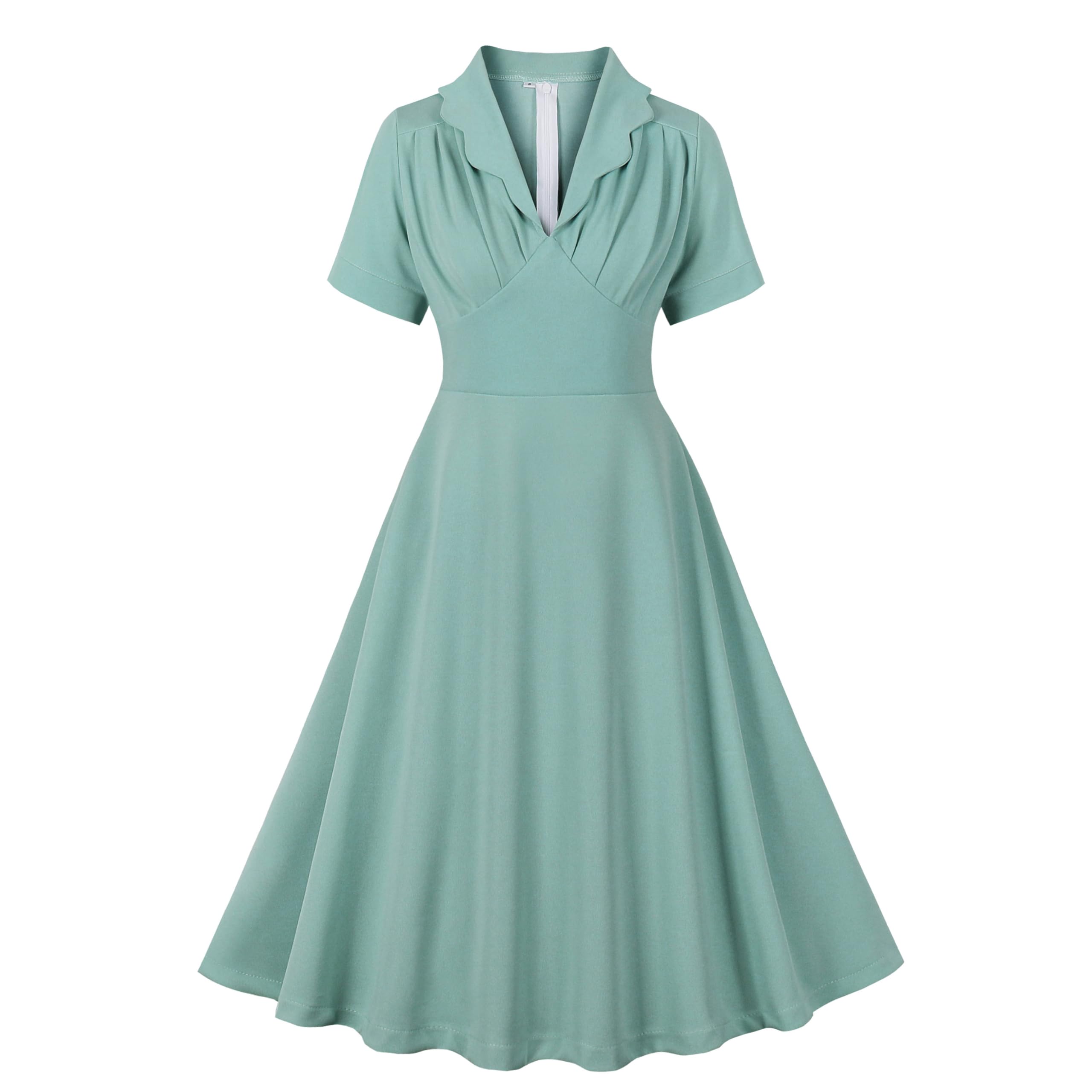 Vintage 1940s Women's Cocktail Dress with Scalloped Collar - Elegant Formal Evening Gown for Parties, Weddings & Retro Events