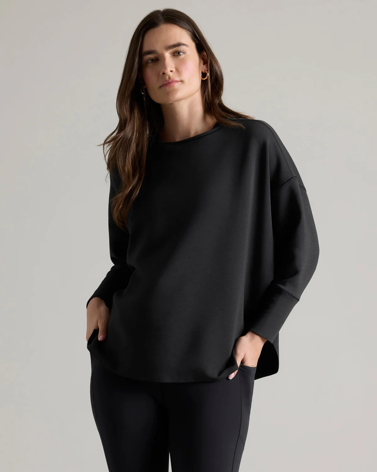 Rhone Women's Dreamglow Pullover Hoodie - Black Heather | Soft Fleece-Lined Sweatshirt for Yoga, Running & Lounge Wear