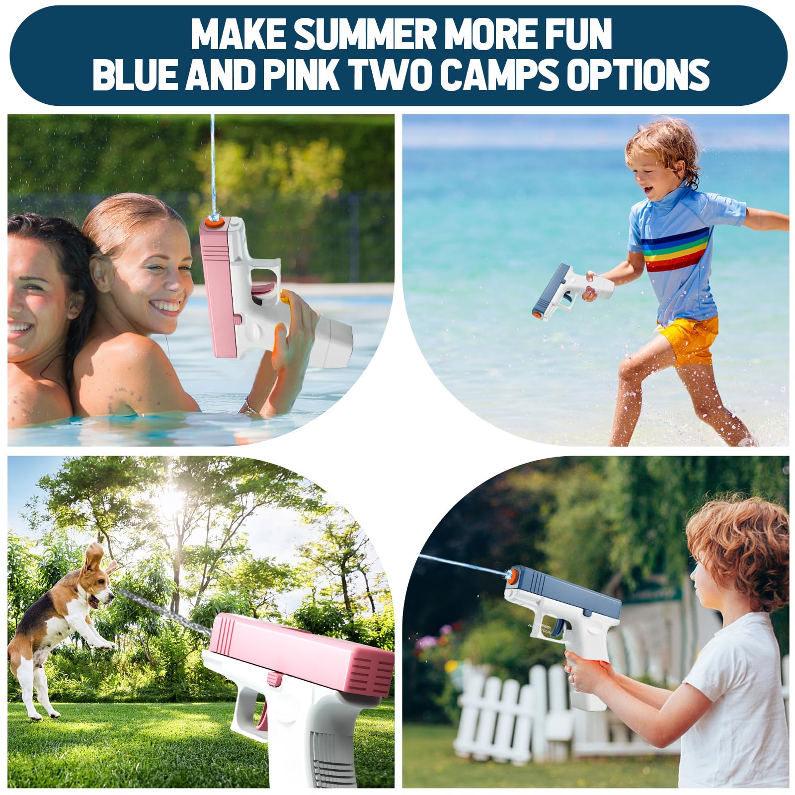 2 Pack Water Gun Squirt Guns for Kids - 100cc Capacity Mini Water Blaster Soaker Toy Pistols | Summer Outdoor Water Play Toys for Boys & Girls | Perfect for Pool, Beach, Backyard & Birthday Parties (Blue & Pink)