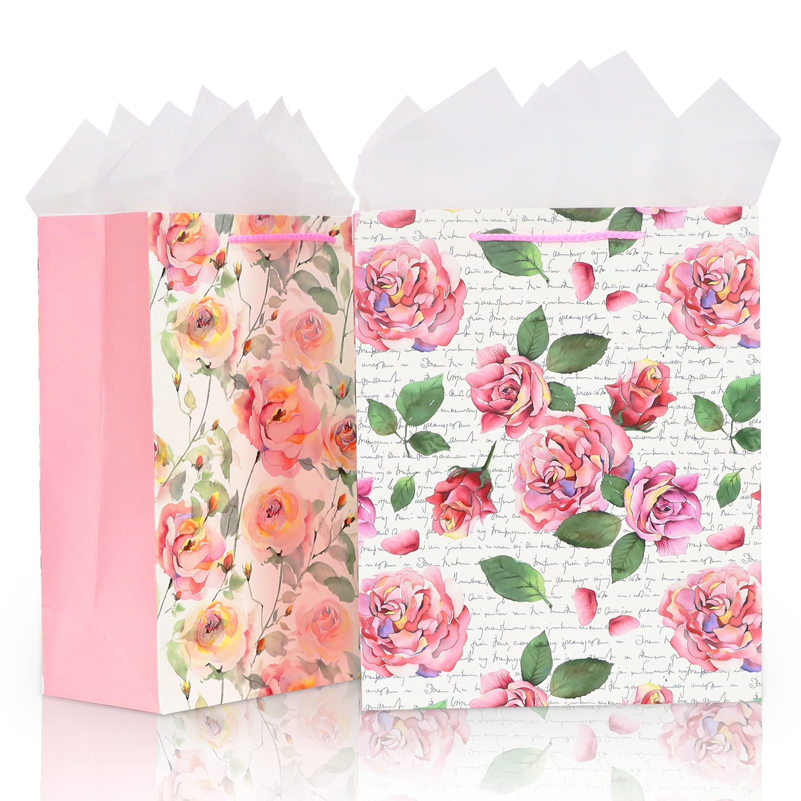 Vintage Floral Gift Bags with Tissue Paper - 9