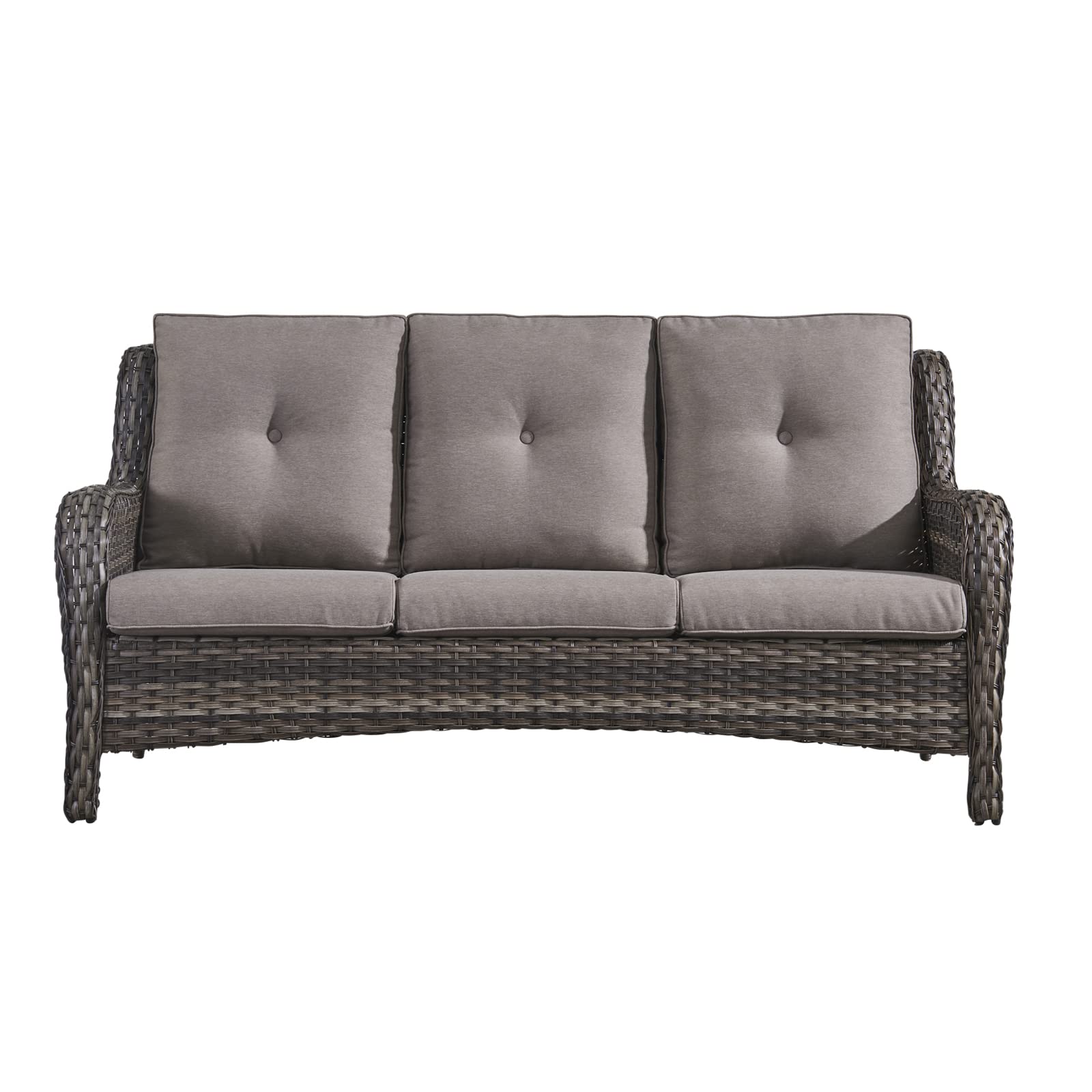 HUMMUH 6-Piece Outdoor Patio Furniture Set - Wicker Sectional Sofa with Swivel Rocking Chairs, Ottoman & Coffee Table - Perfect for Backyard, Garden & Poolside Relaxation
