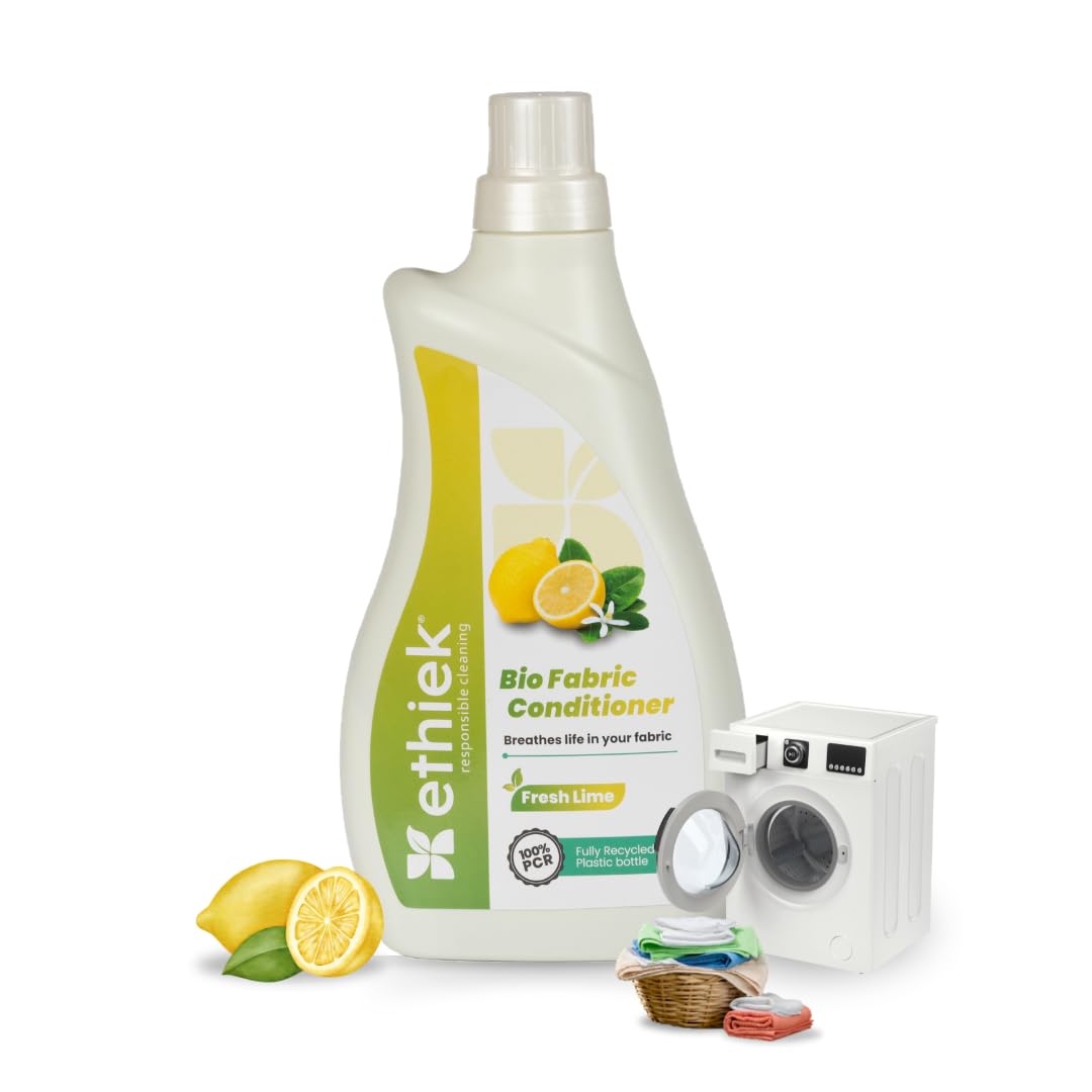 Ethiek Natural Fabric Conditioner & Softener - 500ml | Plant-Based, Non-Toxic, Eco-Friendly & Organic | Softer Clothes with Lemon Freshness | Protects Fabric Shine | Safe for Wool & Baby Clothes | Ideal for Laundry, Delicates & Sensitive Skin Care