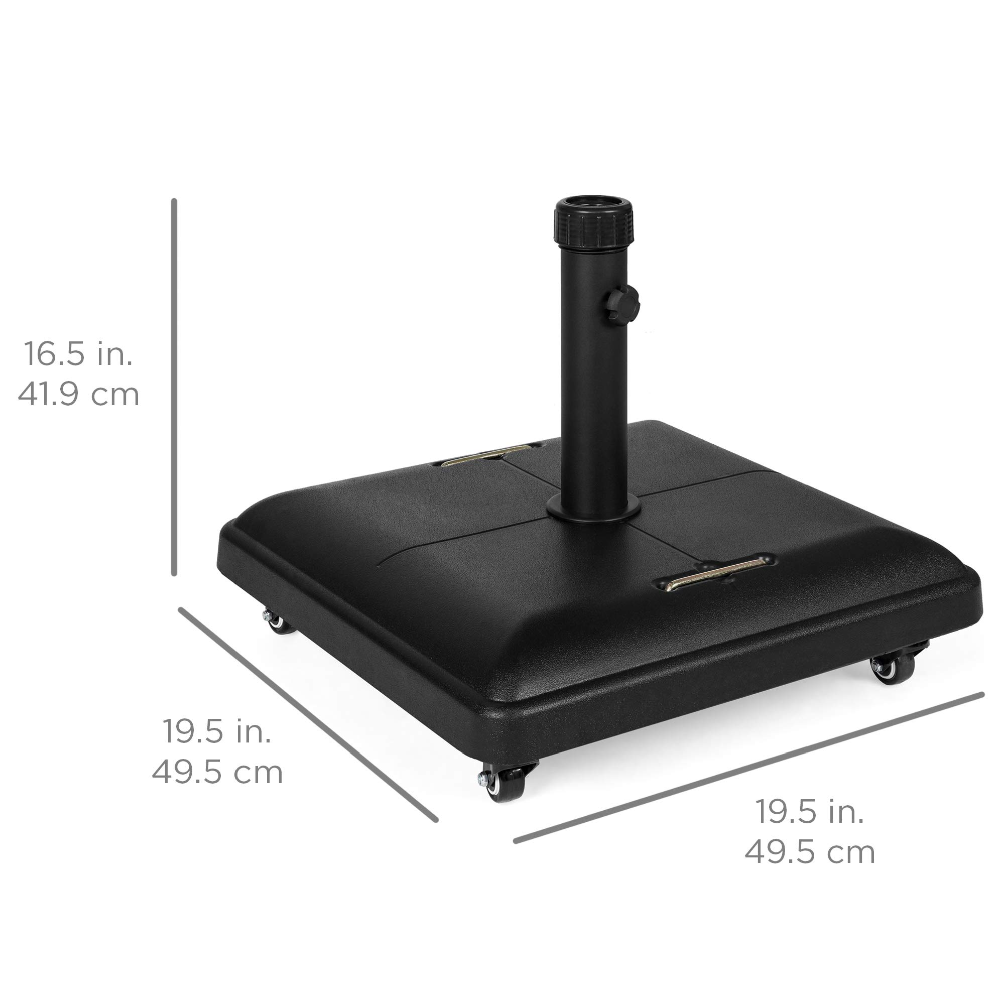 Best Choice Products 81-Pound Heavy Duty Square Concrete Outdoor Patio Umbrella Base Stand with Locking Wheels & Handles - Perfect for Poolside, Backyard, Deck, and Garden Use