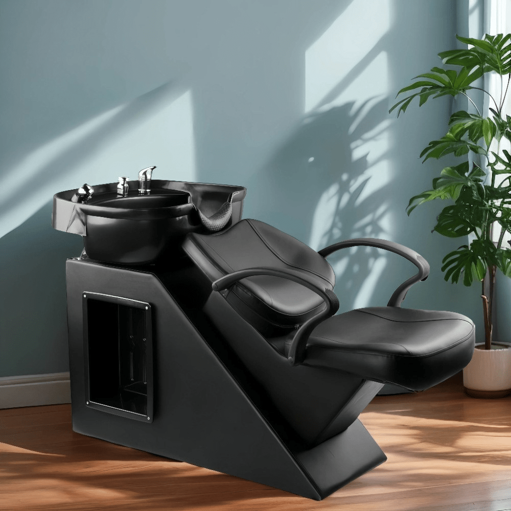 Professional Barber Shop Shampoo Sink Chair with Ceramic Basin - Certified Salon Equipment for Hair Washing & Styling | Perfect for Barber Shops, Salons & Home Grooming Stations