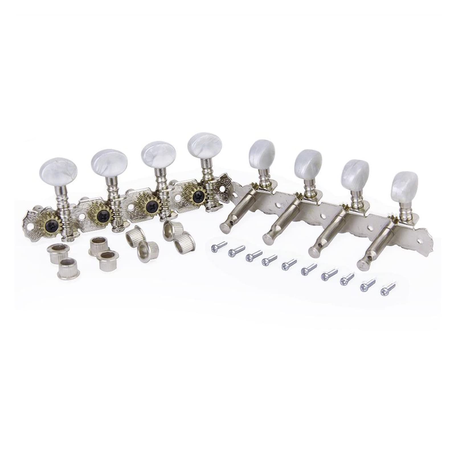 Nickel-Plated Steel Locking Guitar Tuning Pegs - 4L/4R Machine Heads for Mandolin & Acoustic Instruments - Perfect for String Replacement & Tuning Stability